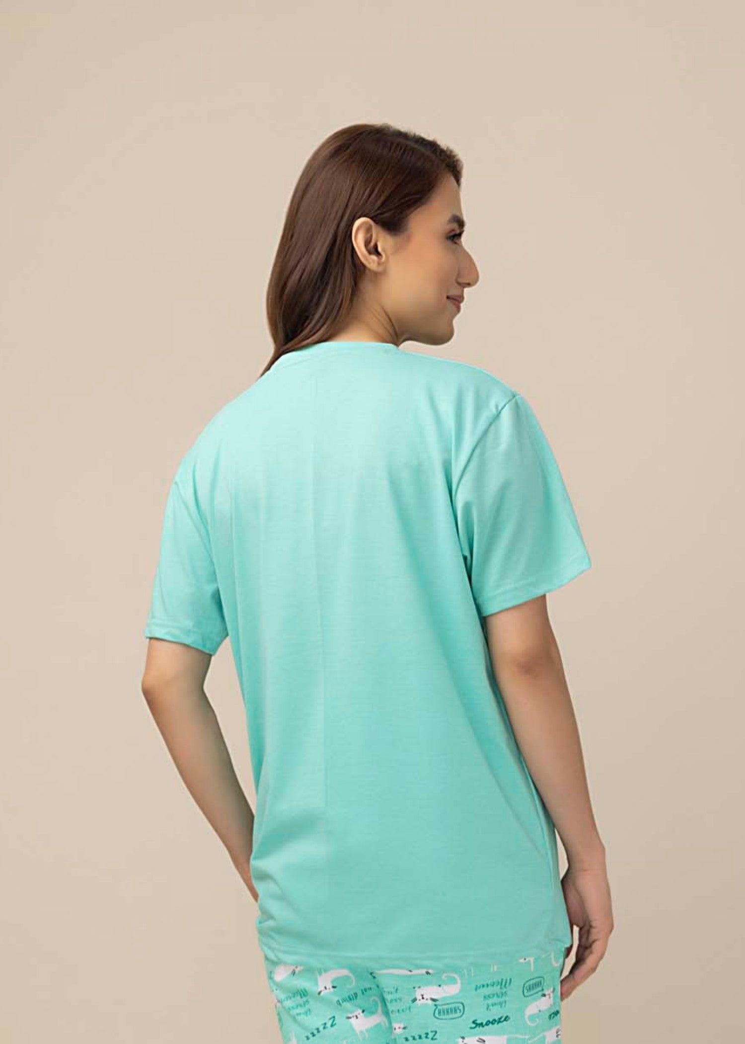 cotton jersey T Shirt in Turquoise