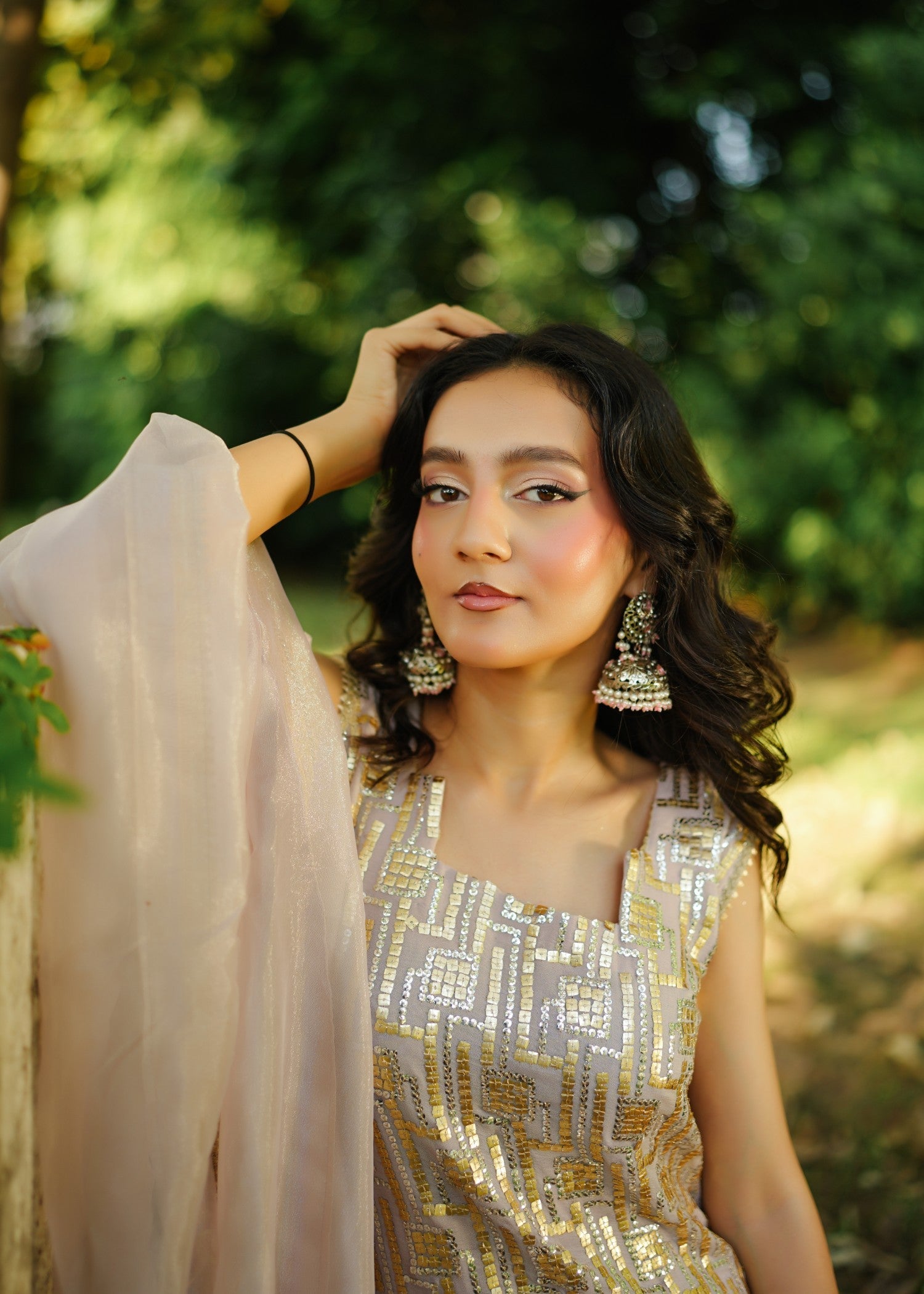 organza Sharara in Thistle