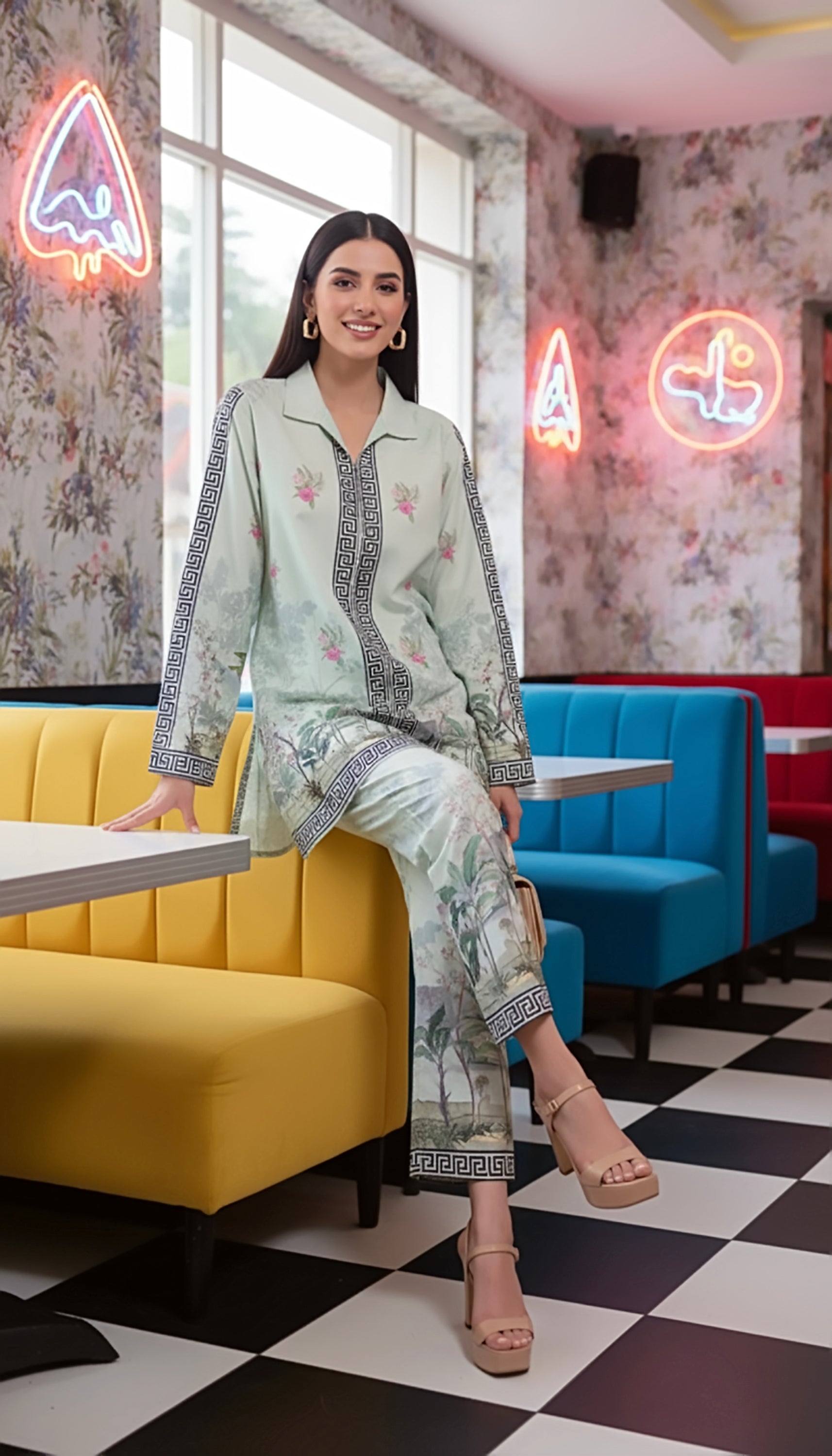 cambric Co ord Sets in Pastel green