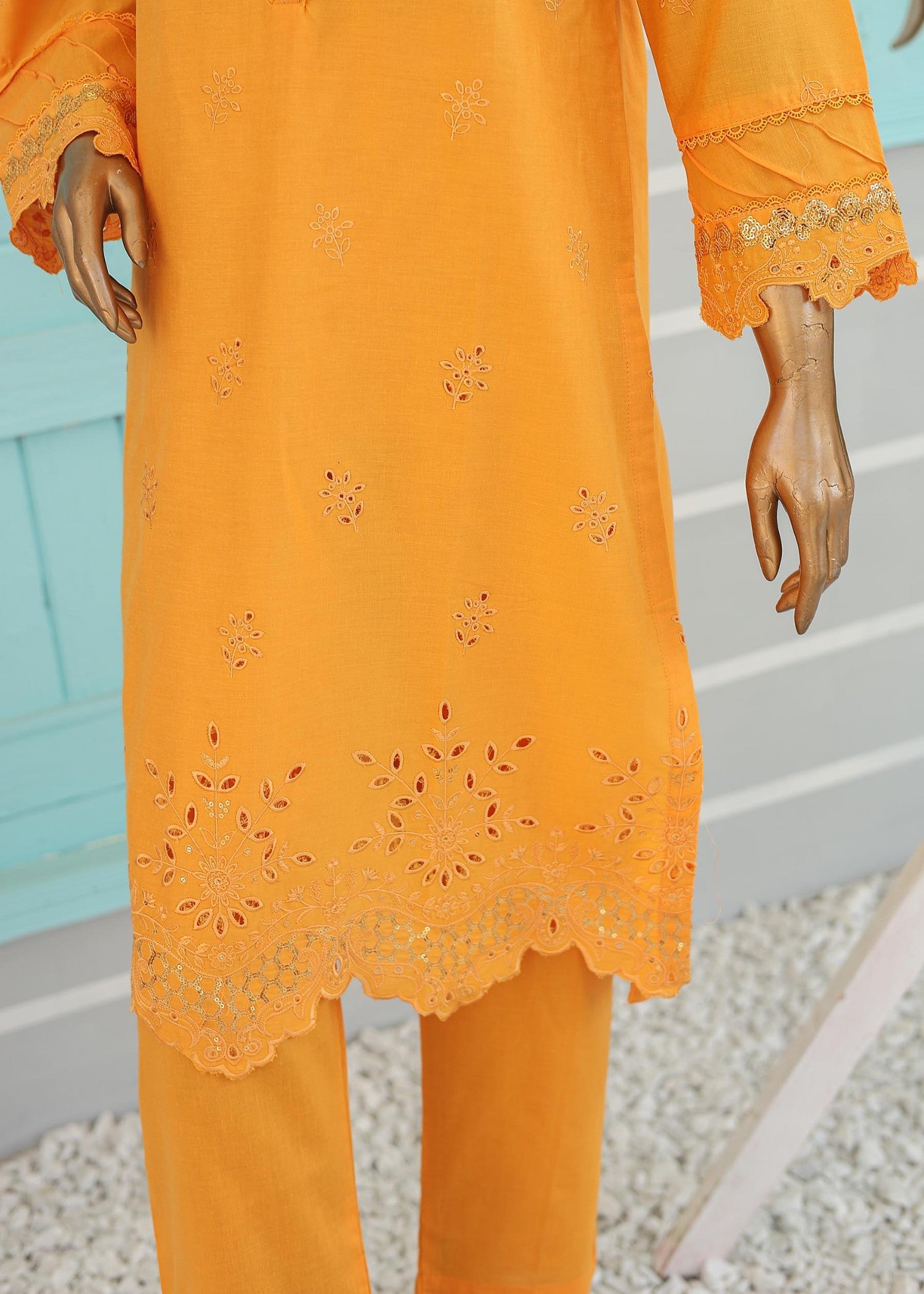 cambric Kurta Set in Mari gold
