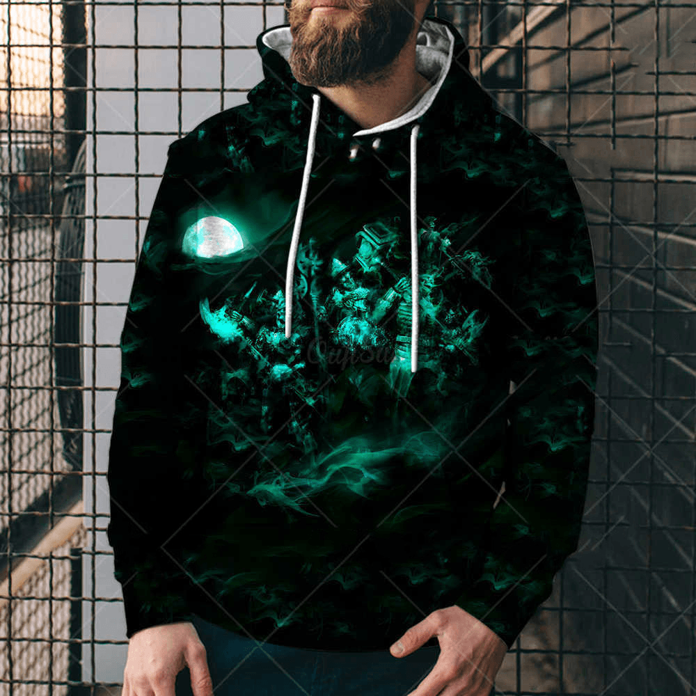 Print Loose-Fitting Hoodie Digital Printed Men
