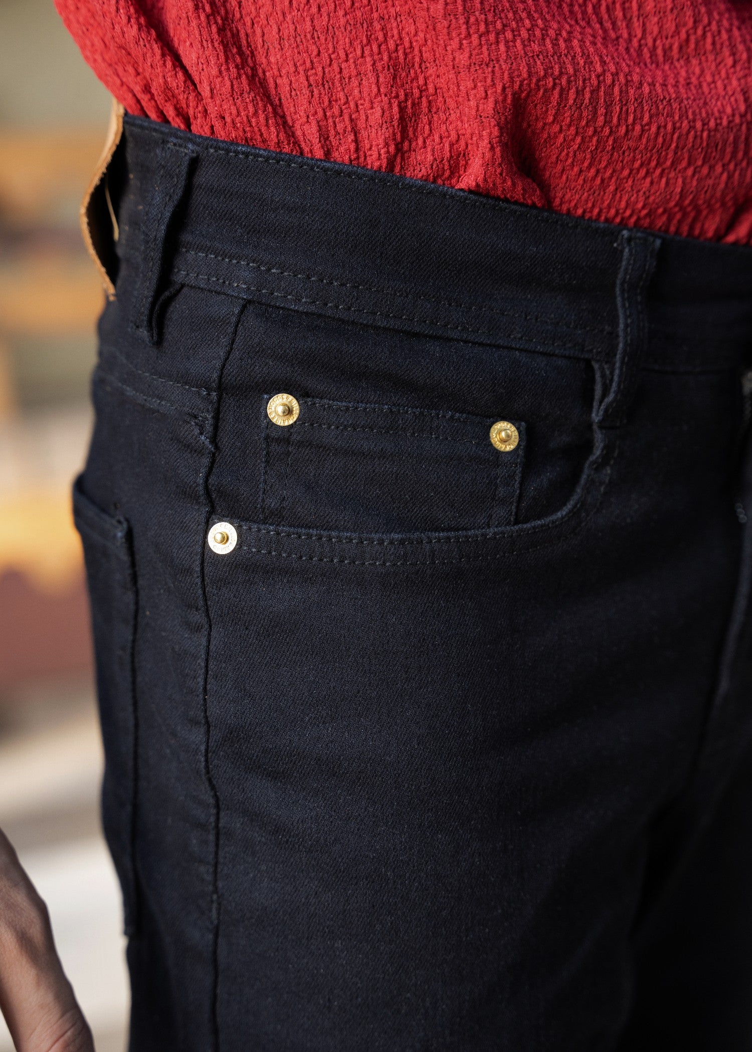 cotton Jeans in Black, ink, deep black