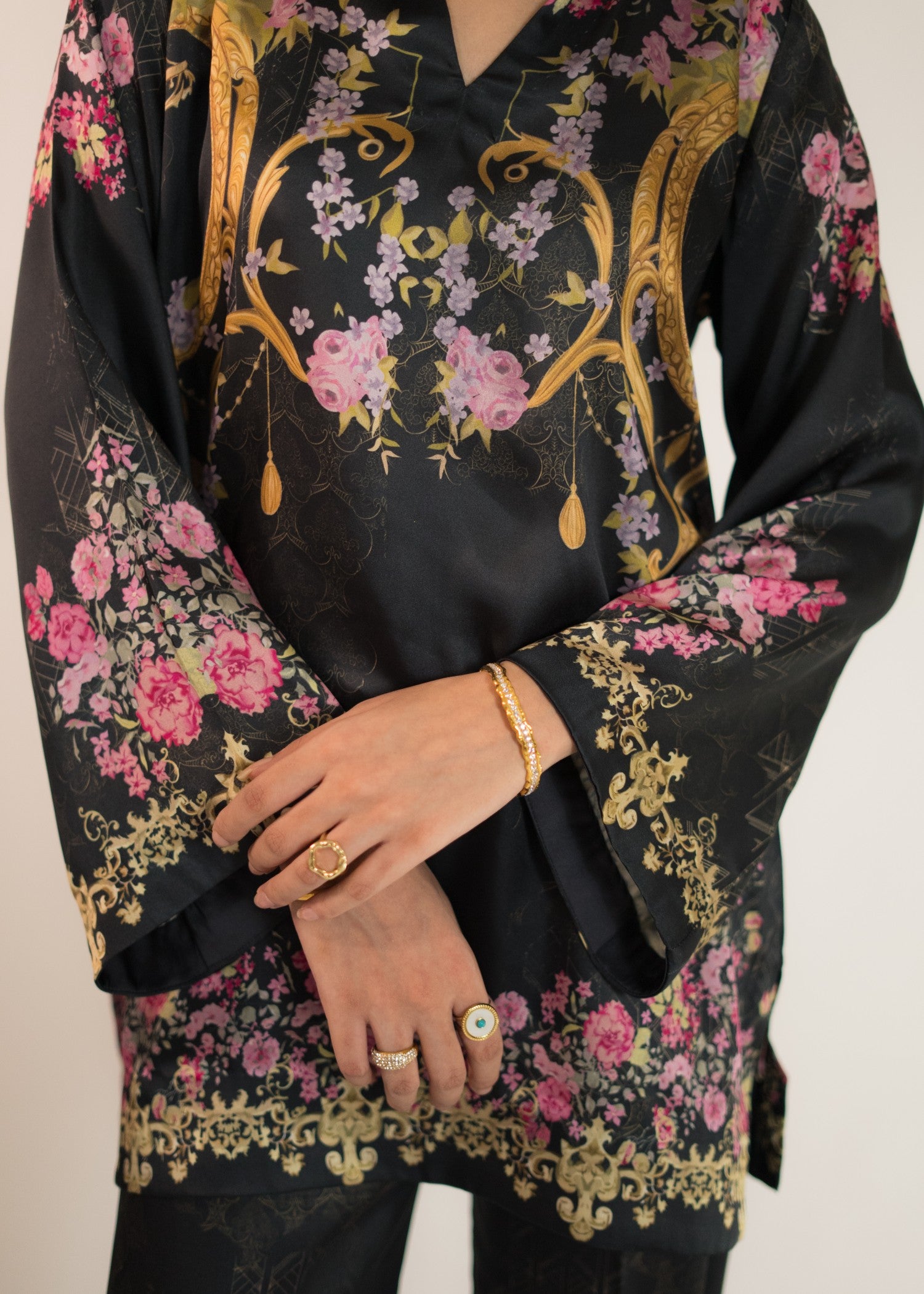 silk charmeuse Co ord Sets in Black