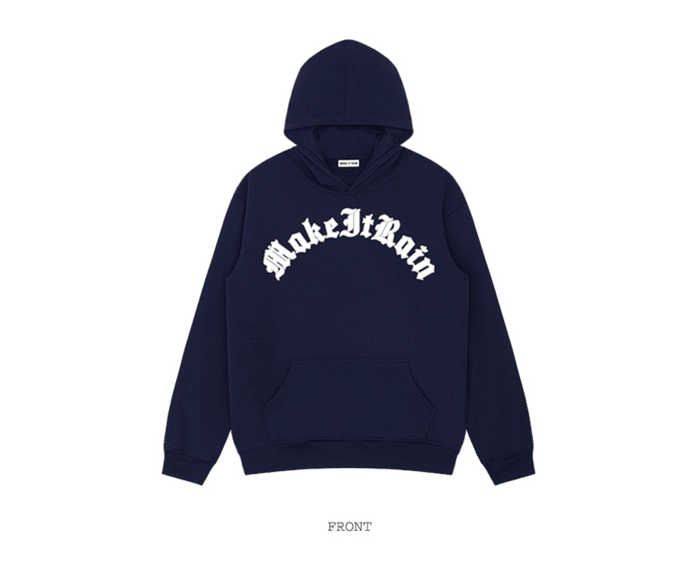 Retro Font European and American Style plus Velvet Hooded Pullover Street Fried Sweater