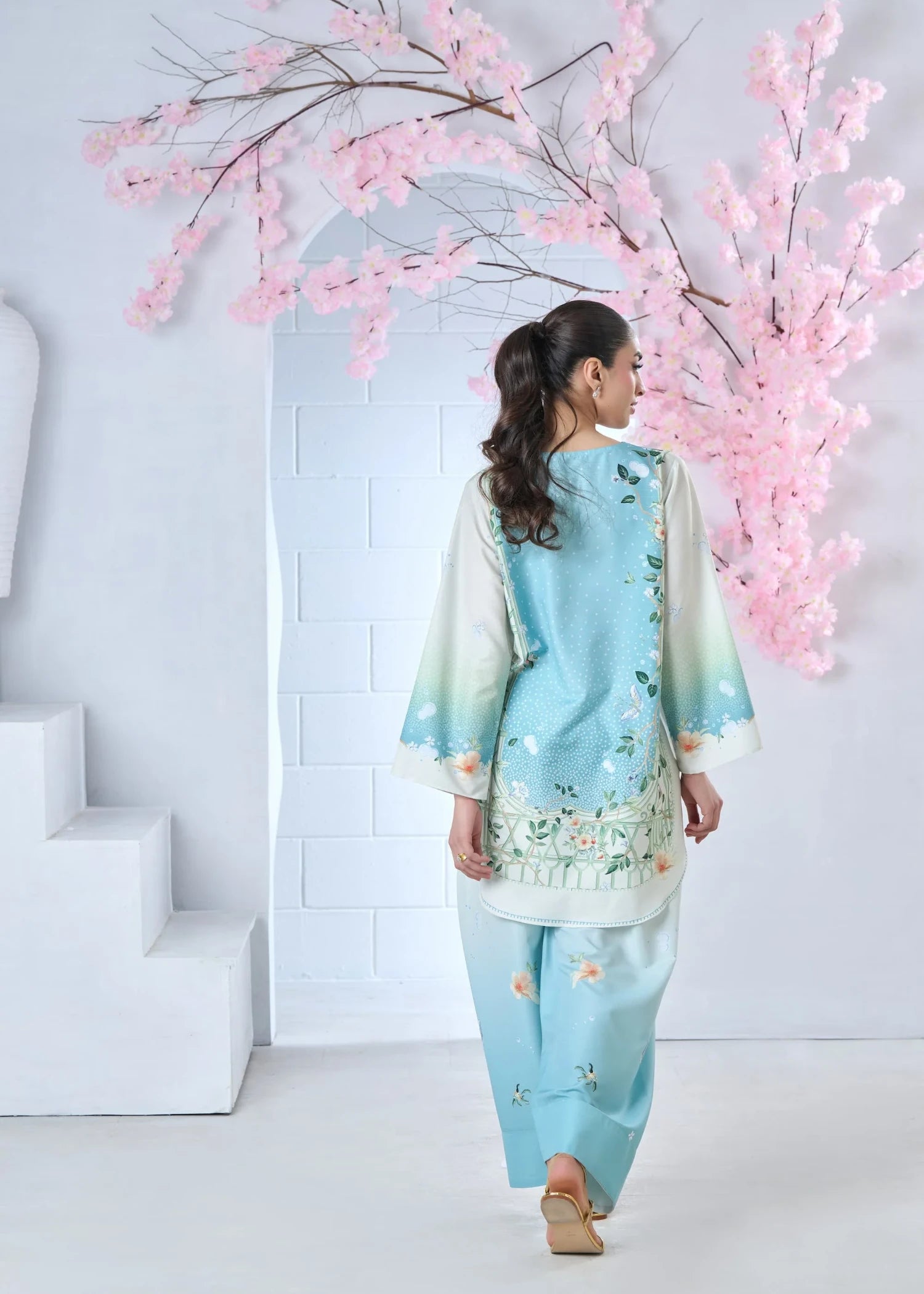 raw silk Co Ord Sets in Sky blue