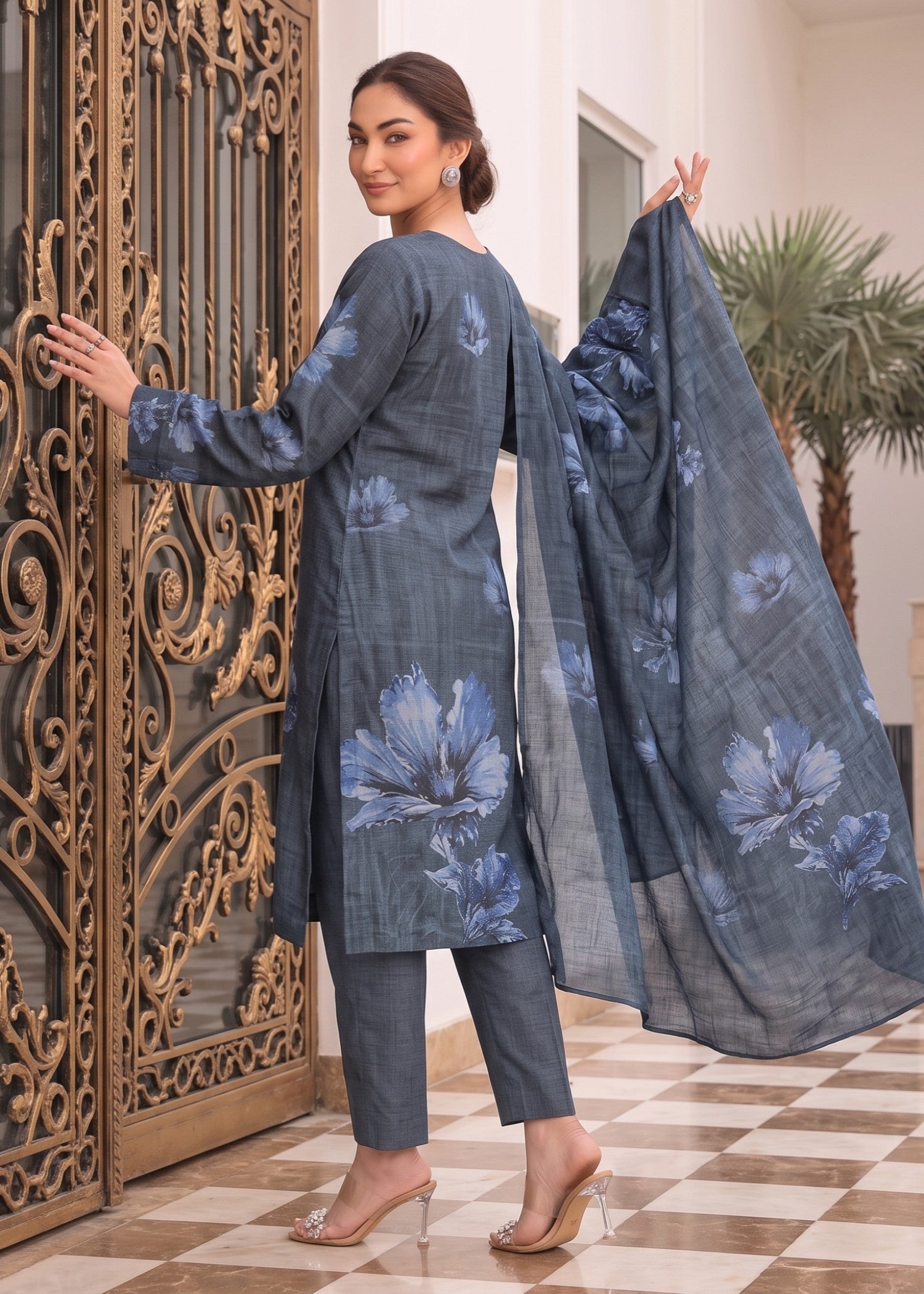 lawn Unstitched in Aegean blue