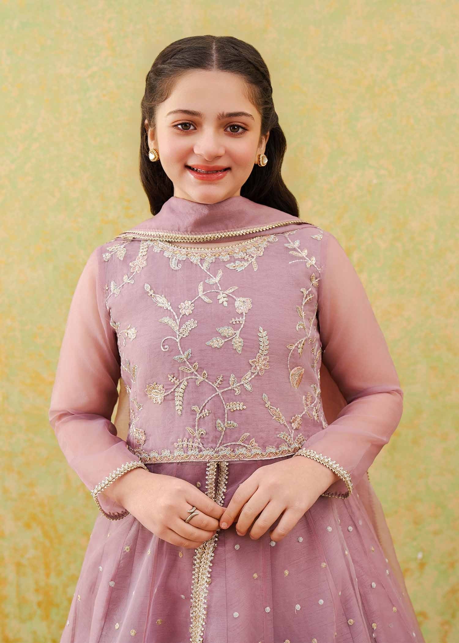 organza Lehenga in Lilac