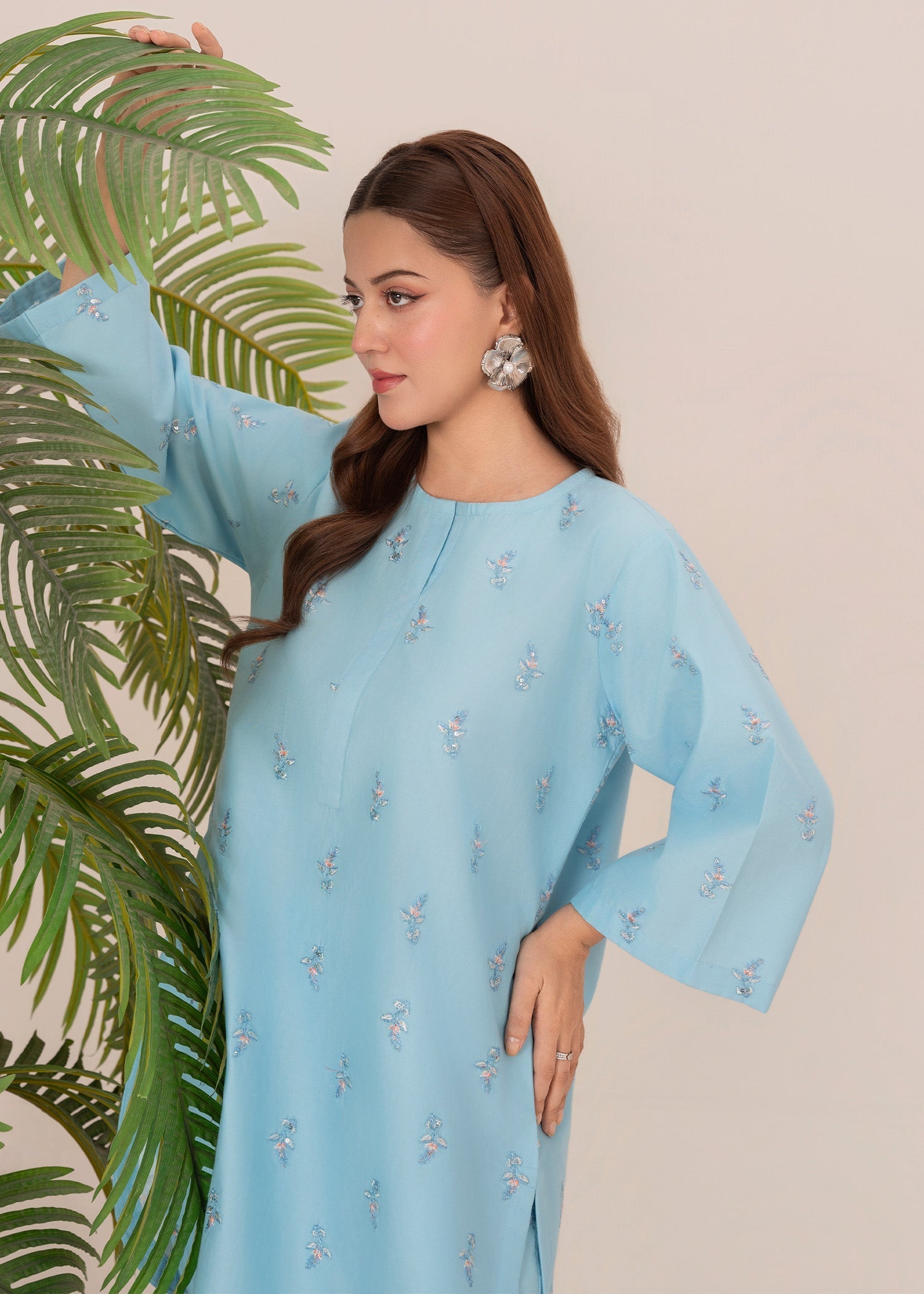 lawn Kurti in Powder blue