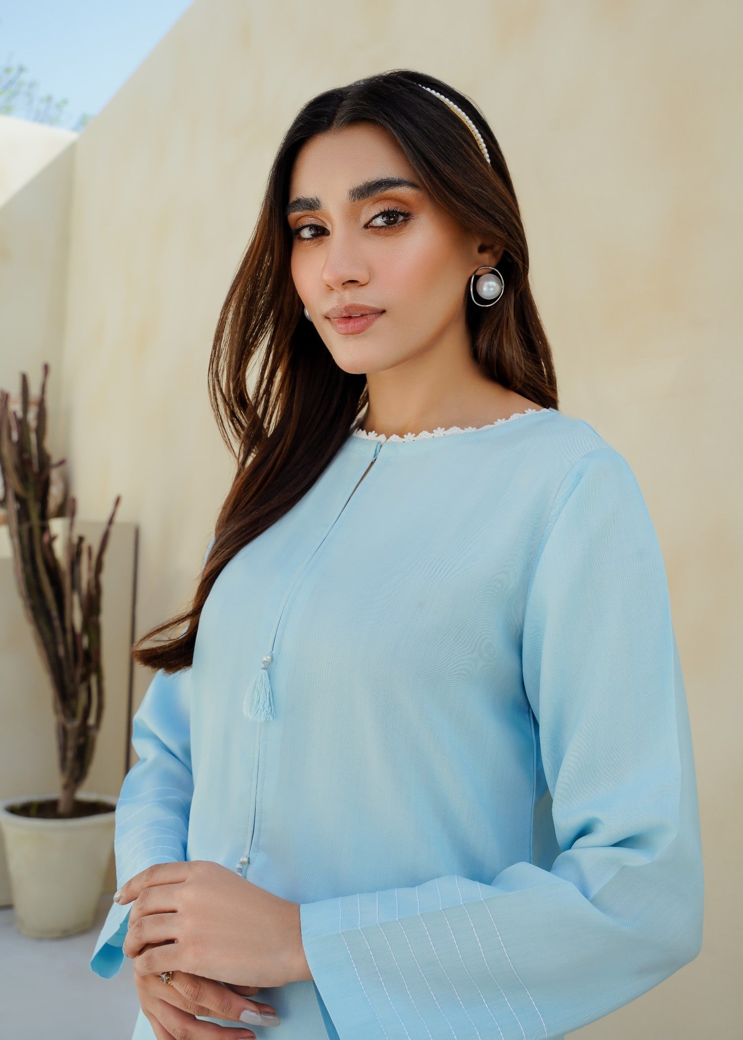 cotton silk Co Ord Sets in Light blue