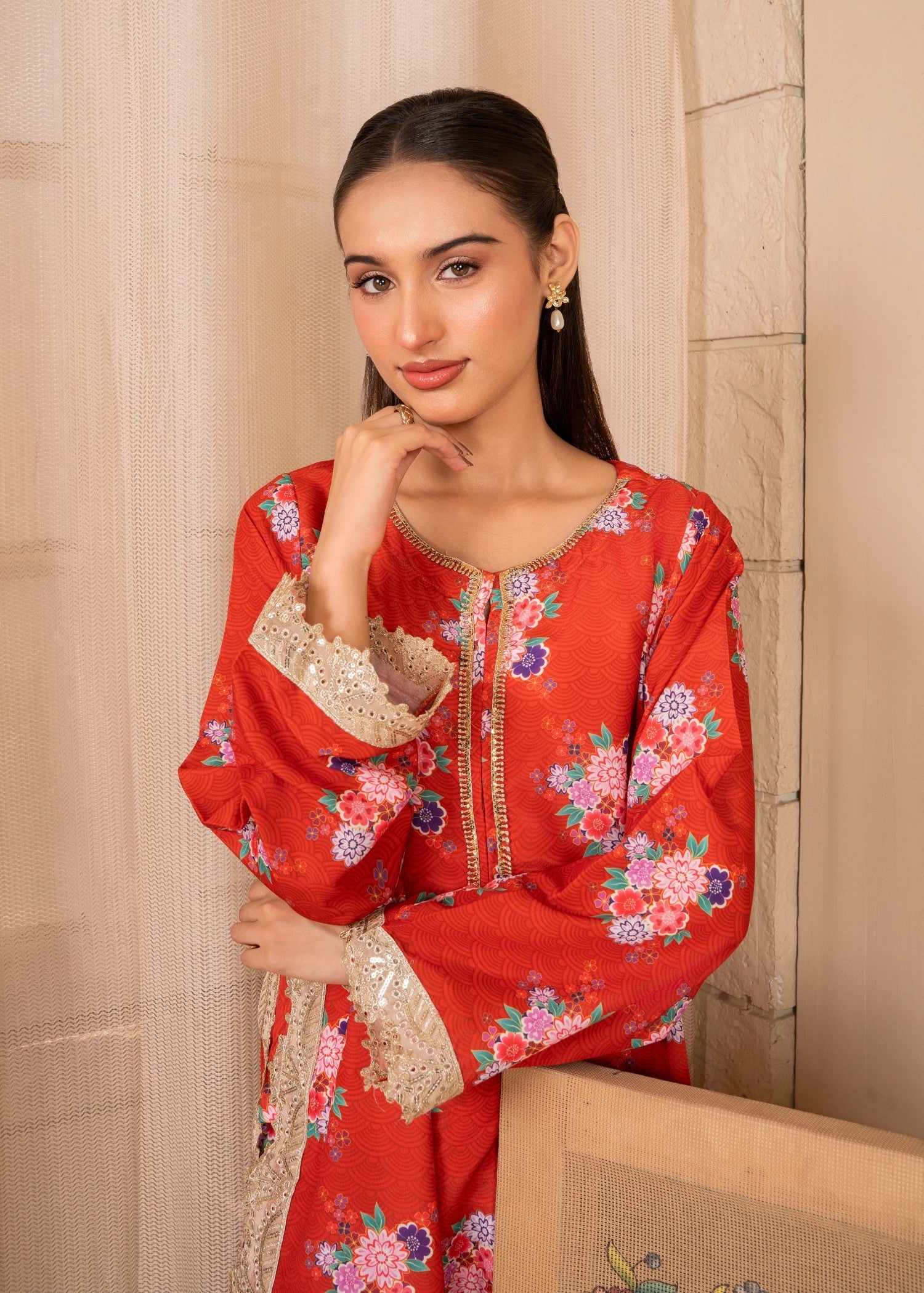 cambric cotton Co Ord Sets in Rust red