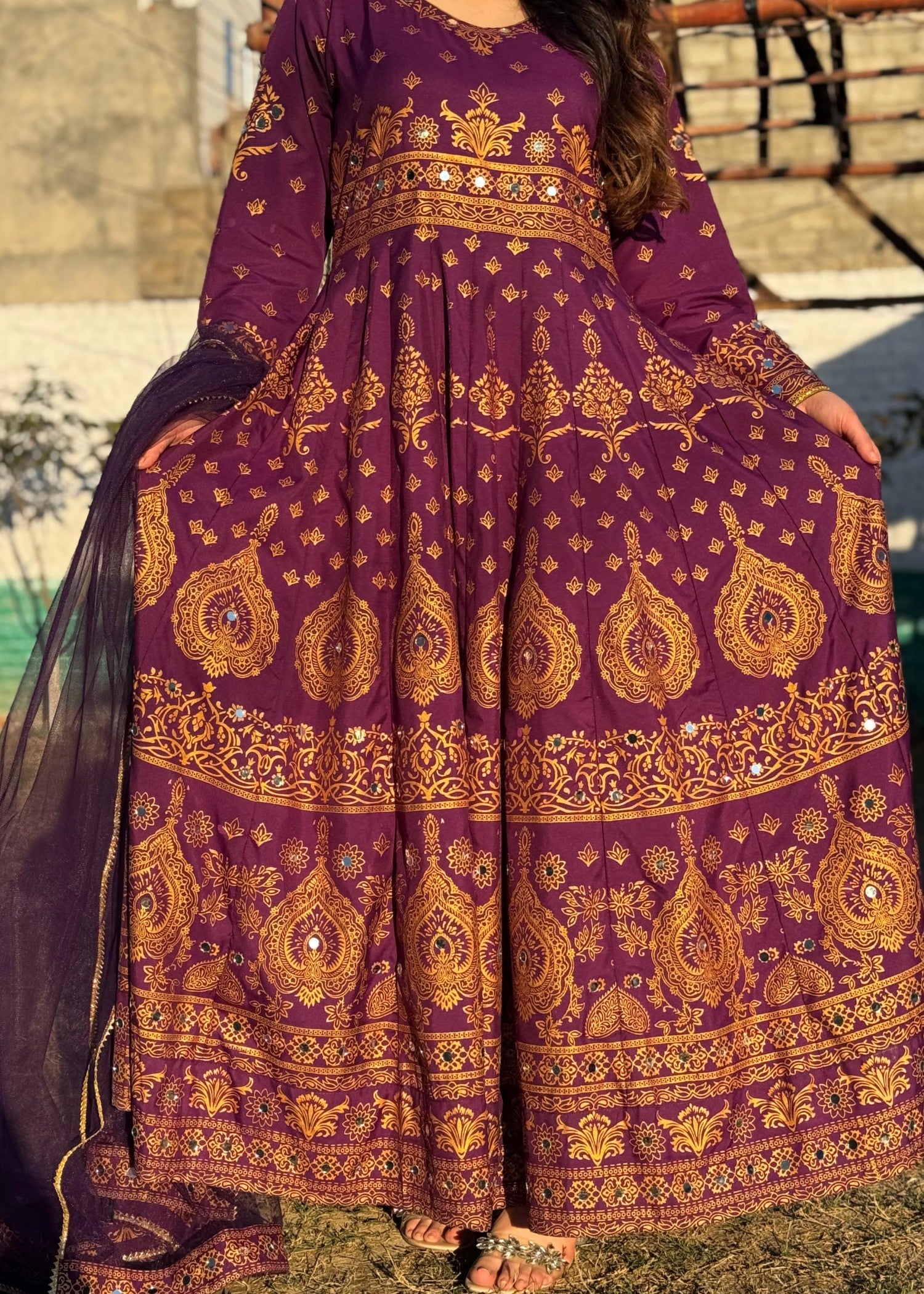 satin silk Maxi in Purple rain