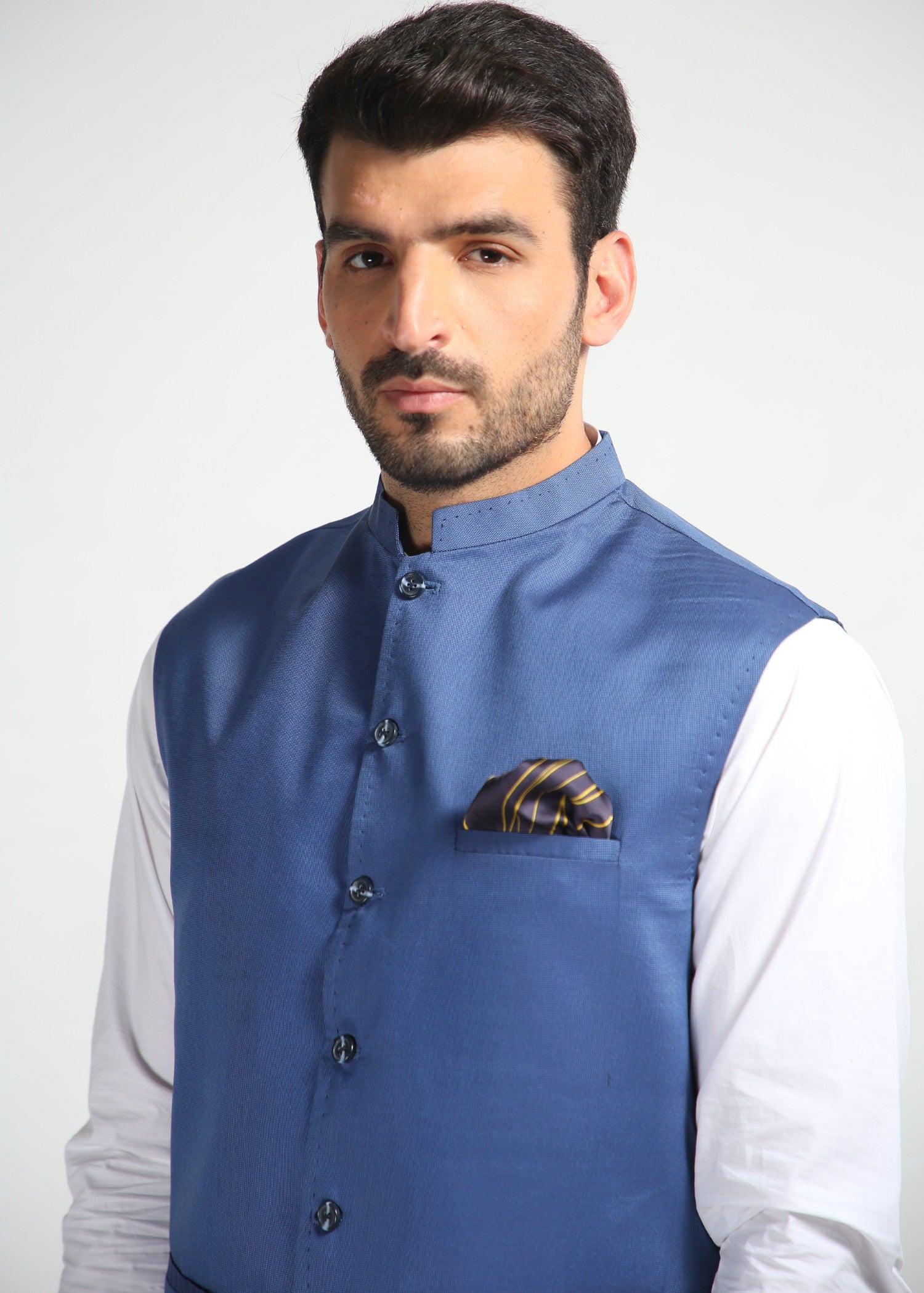 linen Waistcoat in Blue