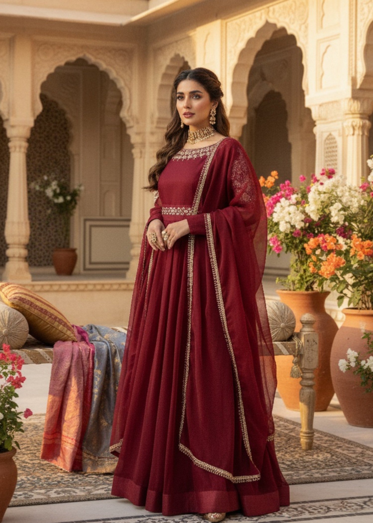 chiffon Maxi in Maroon