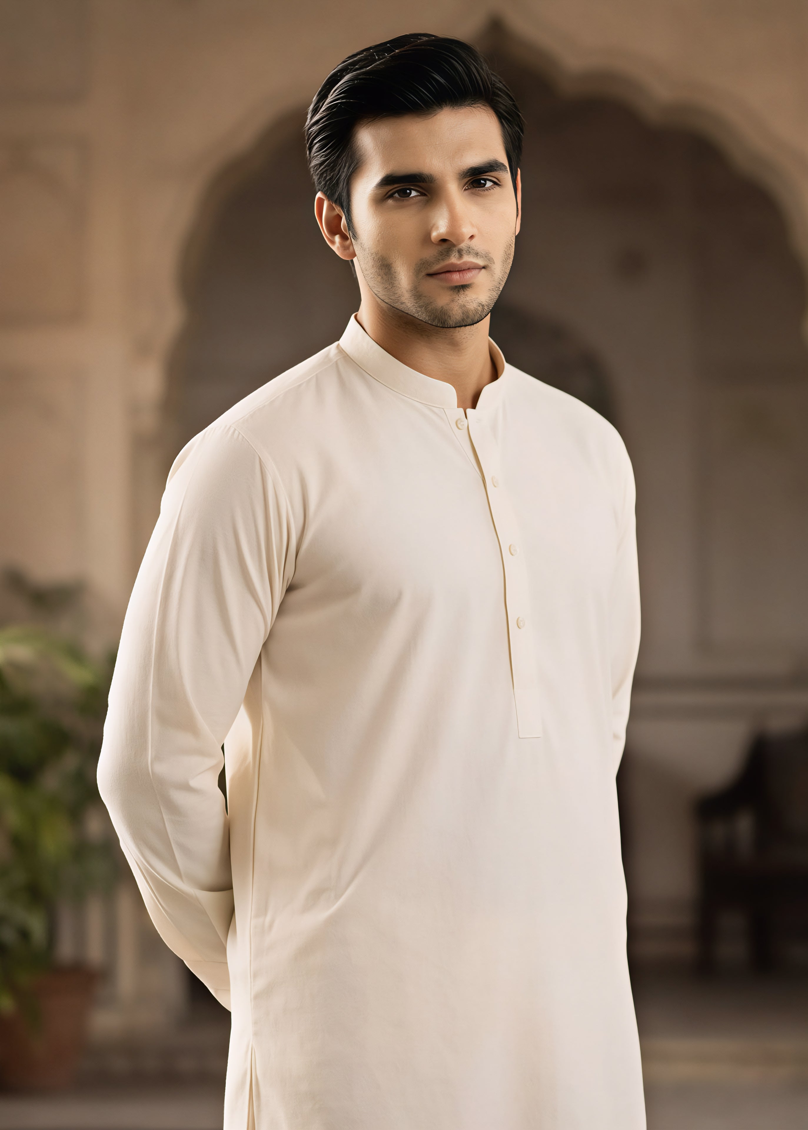boski Shalwar Kameez in Cream