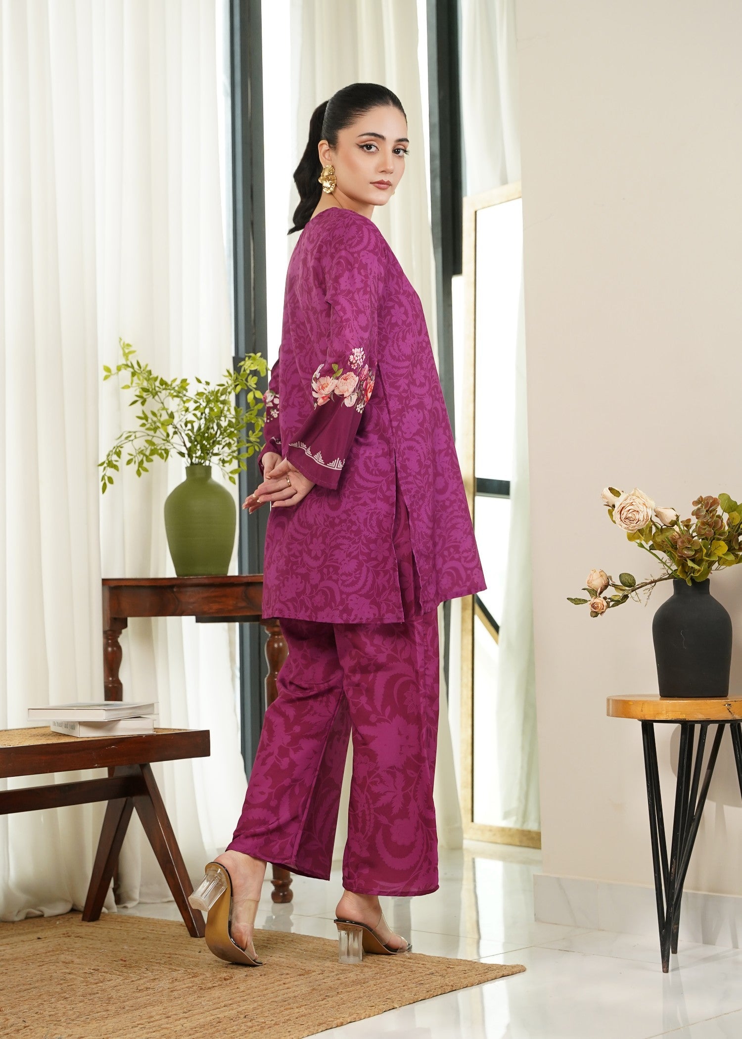 cambric Co Ord Sets in Plum purple