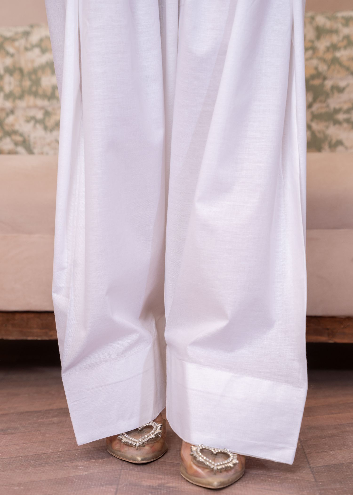cambric cotton Shalwar in Off-white