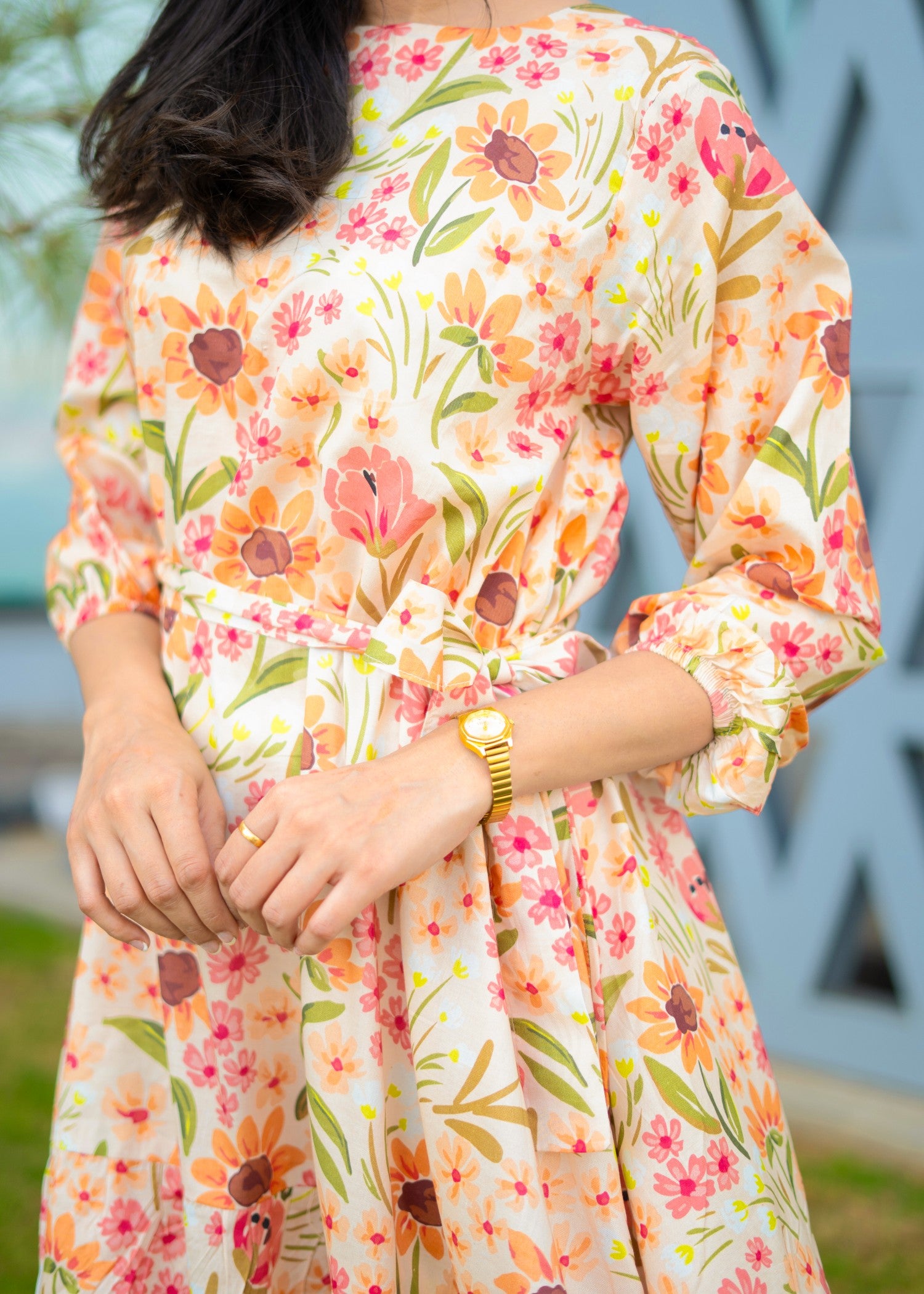pure cotton Dress in Peach pink