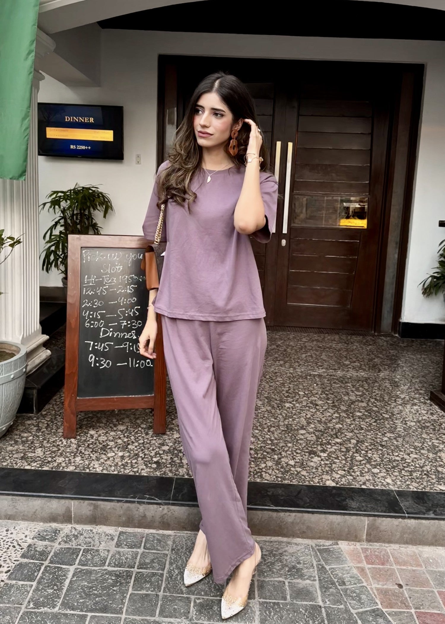 cotton jersey Co Ord Sets in Mauve pink