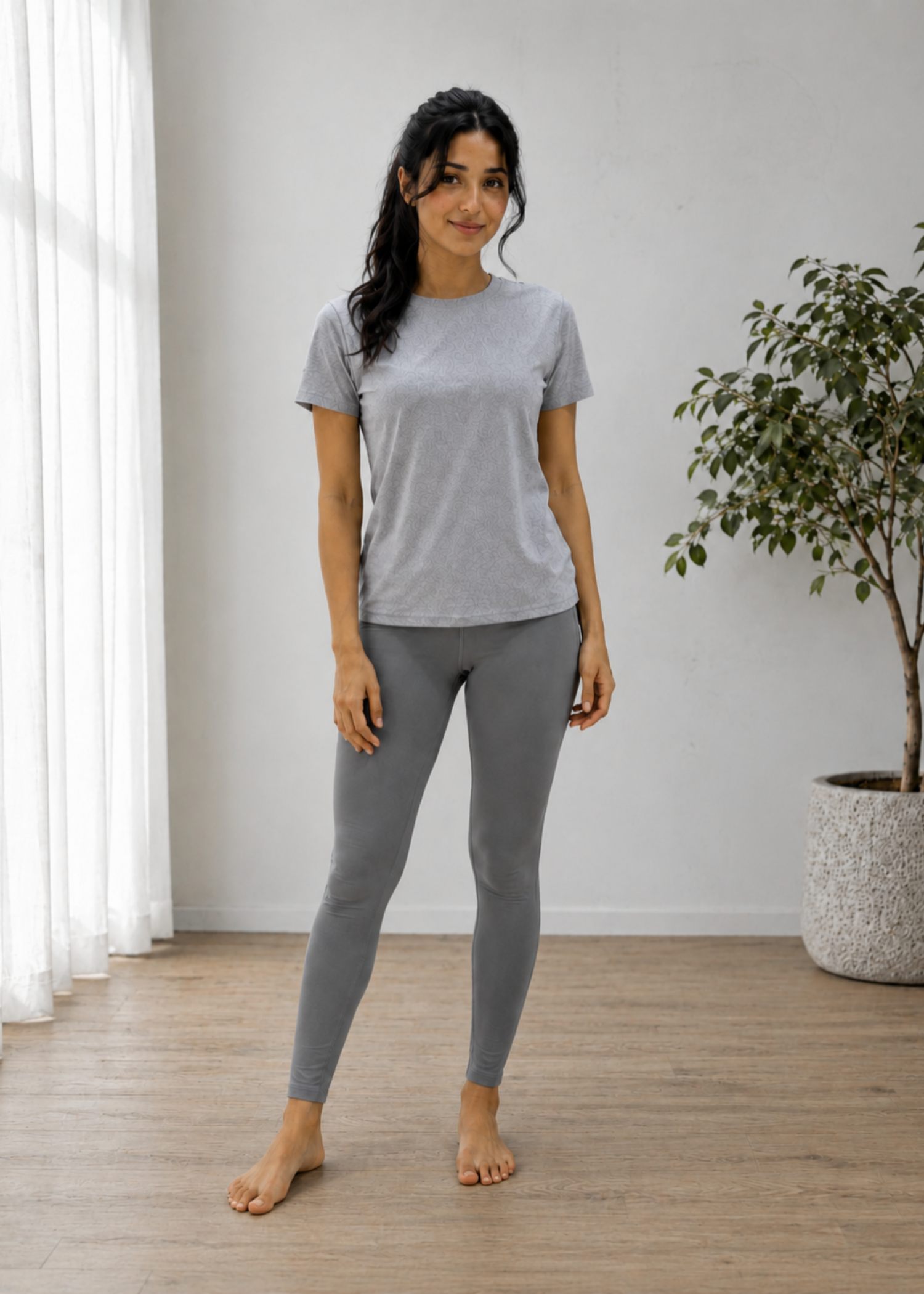 cotton-spandex Leggings in Grey