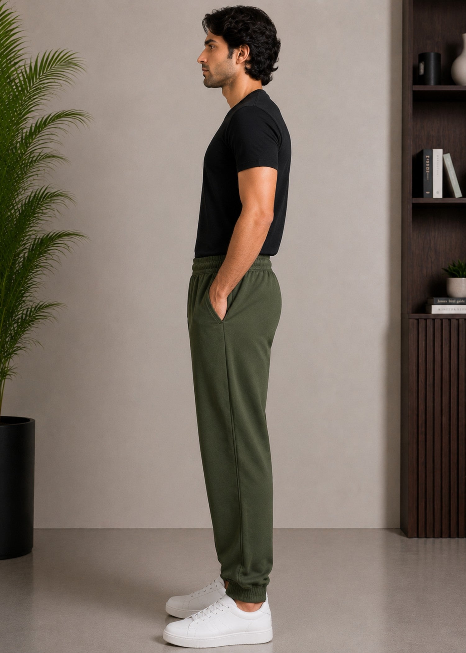 cotton Trousers in Army green