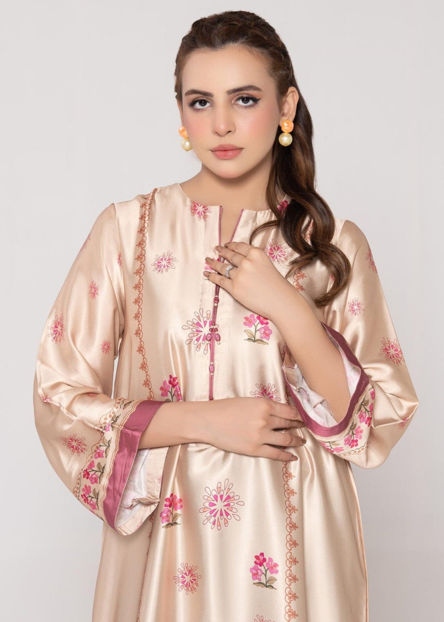 crepe silk Kaftan in Champagne