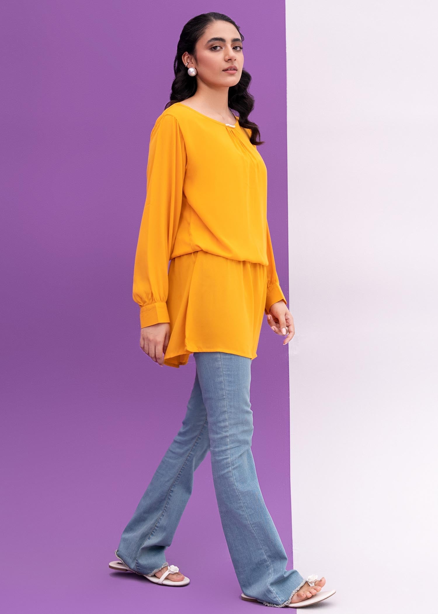 georgette Tunic in Mustard