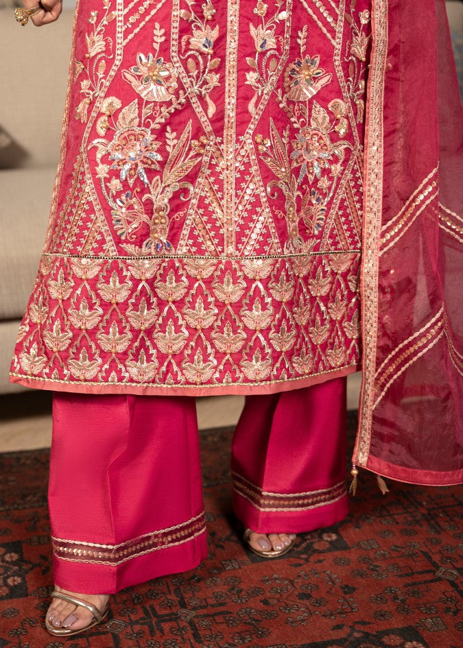 organza Kurta Set in Fuchsia