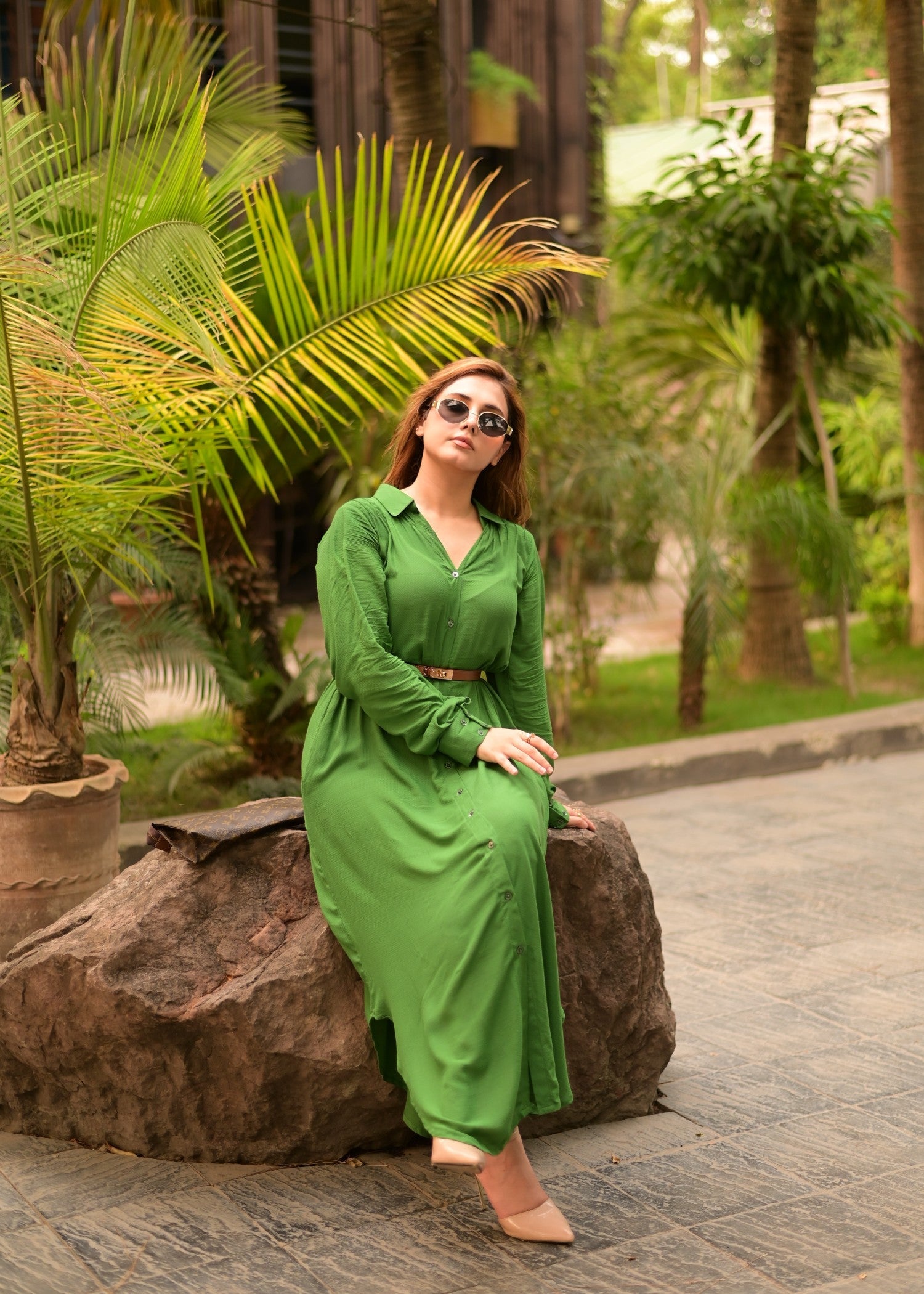 linen Dress in Green