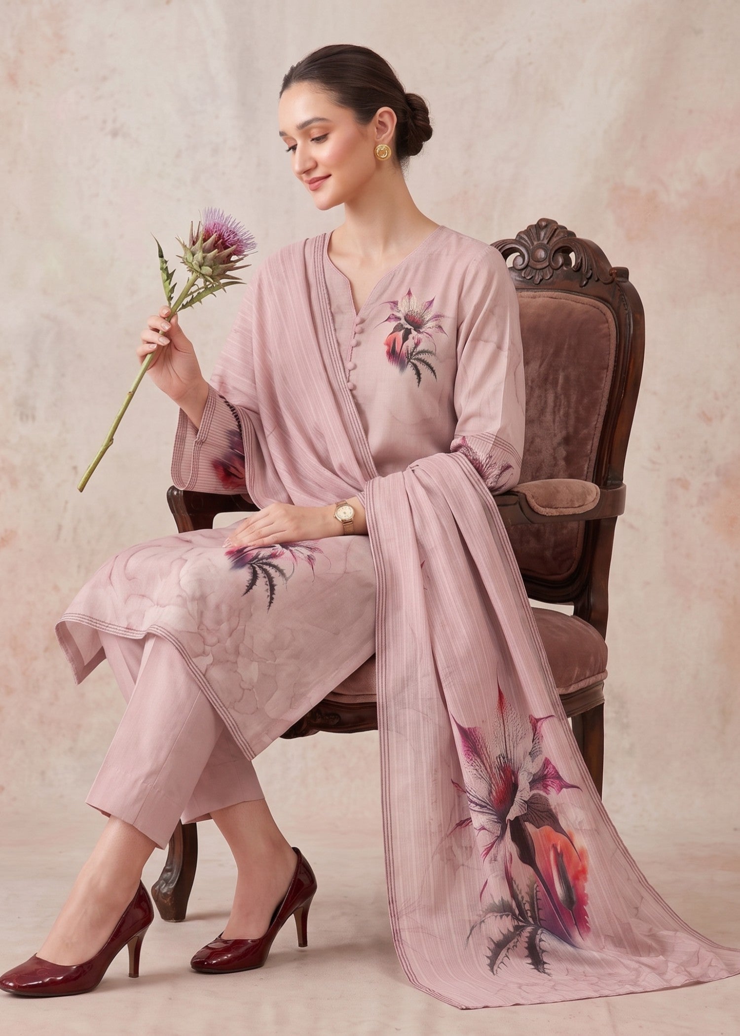 lawn Unstitched in Blush pink