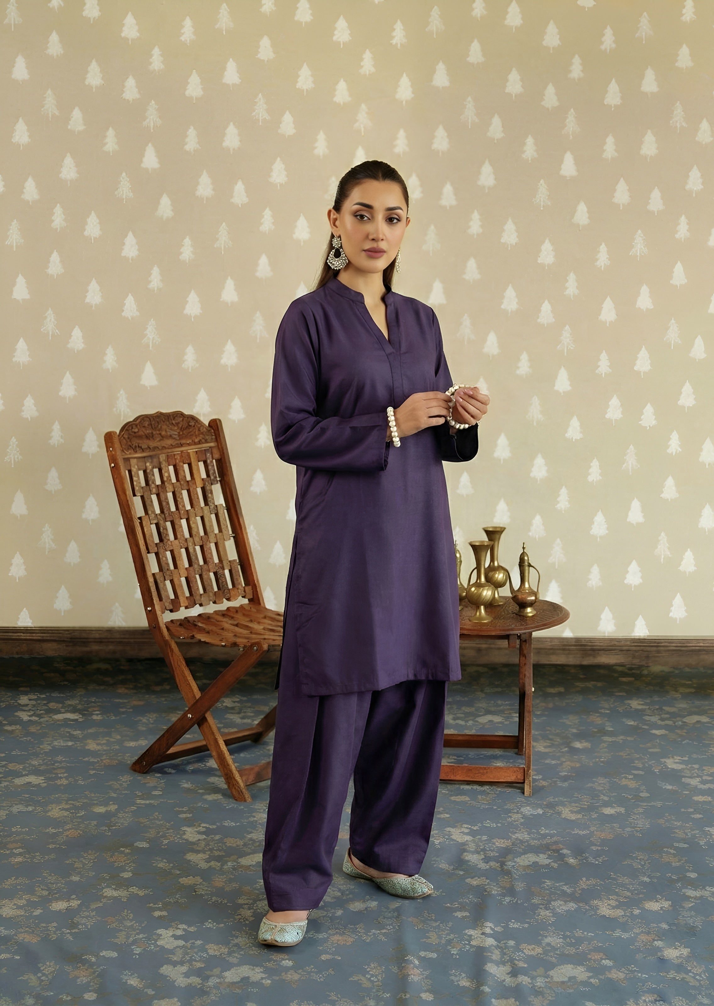 linen Co Ord Sets in Purple heart