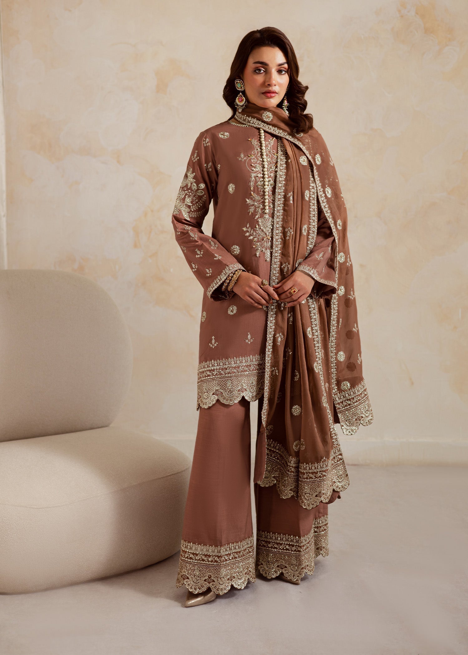 medium silk Kurta Set in Brown