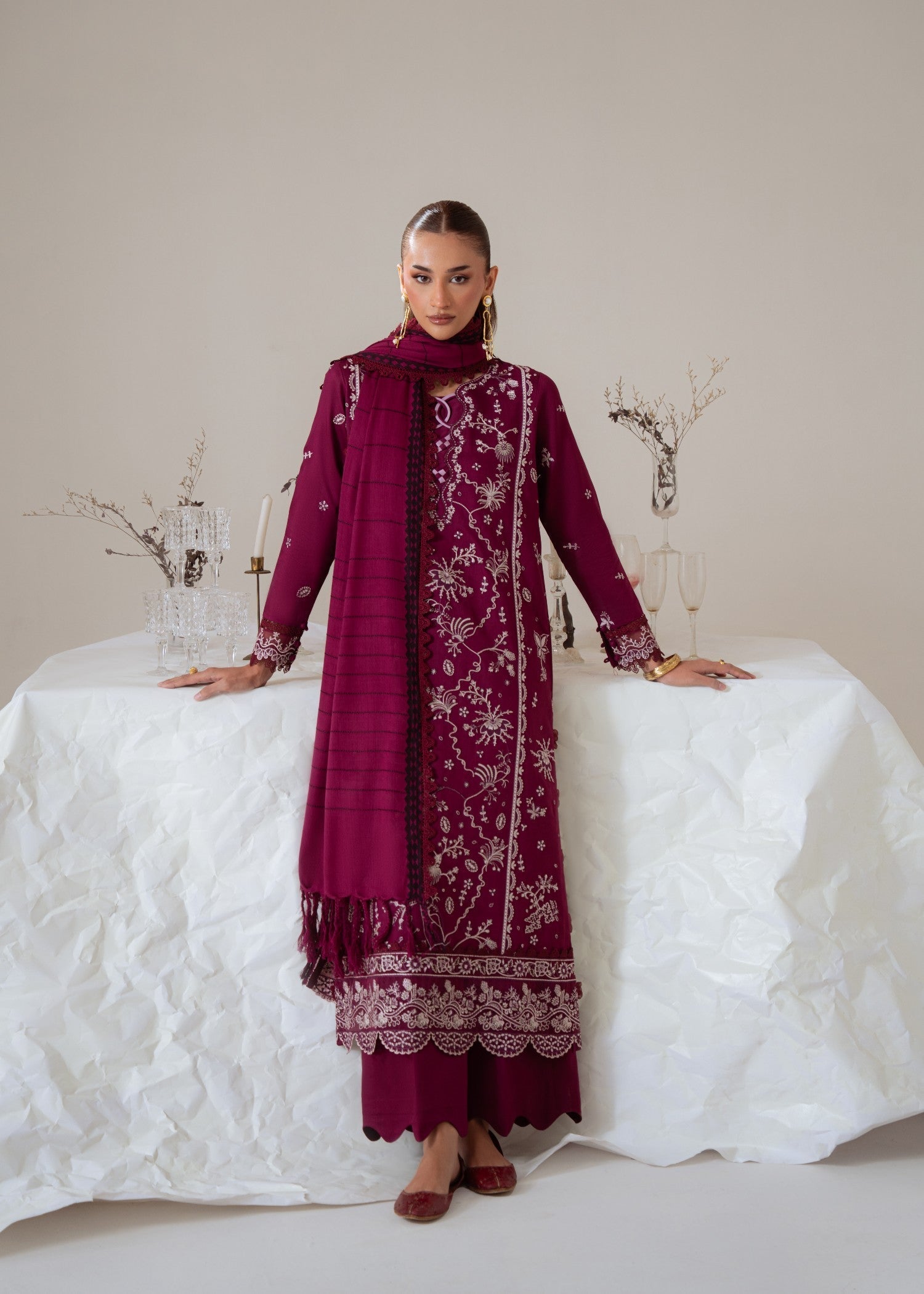 linen Unstitched in Burgundy