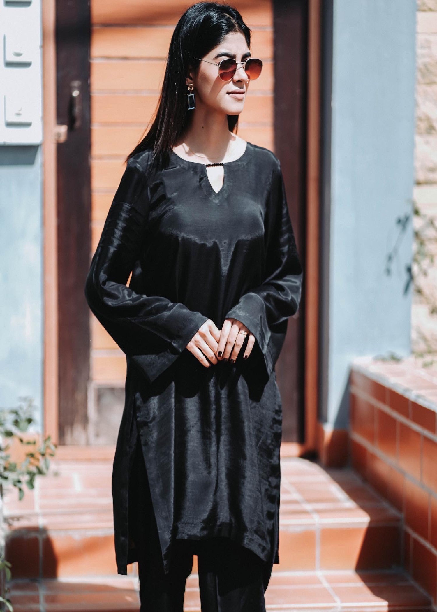 cotton silk Co Ord Sets in Black