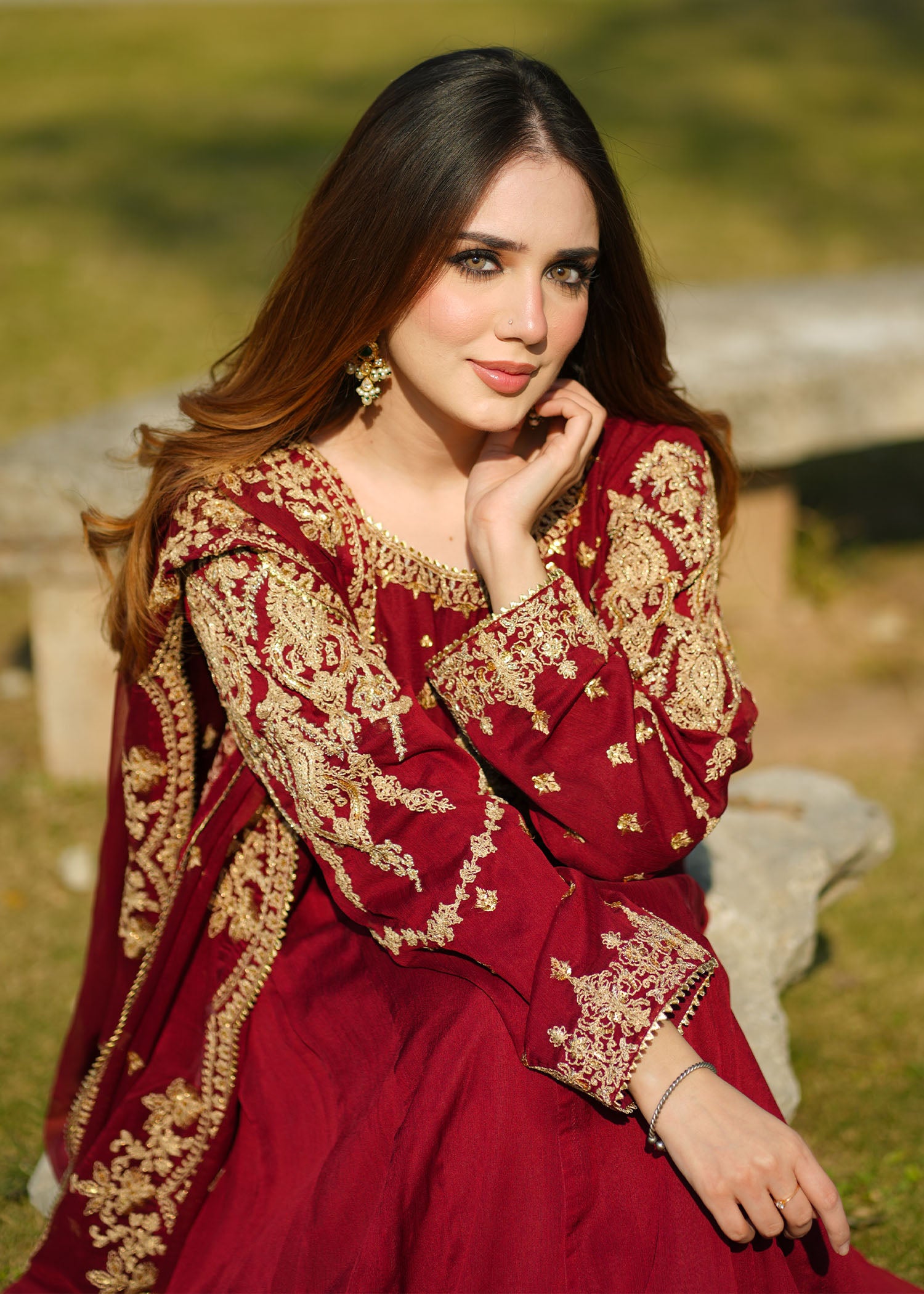 organza Maxi in Maroon