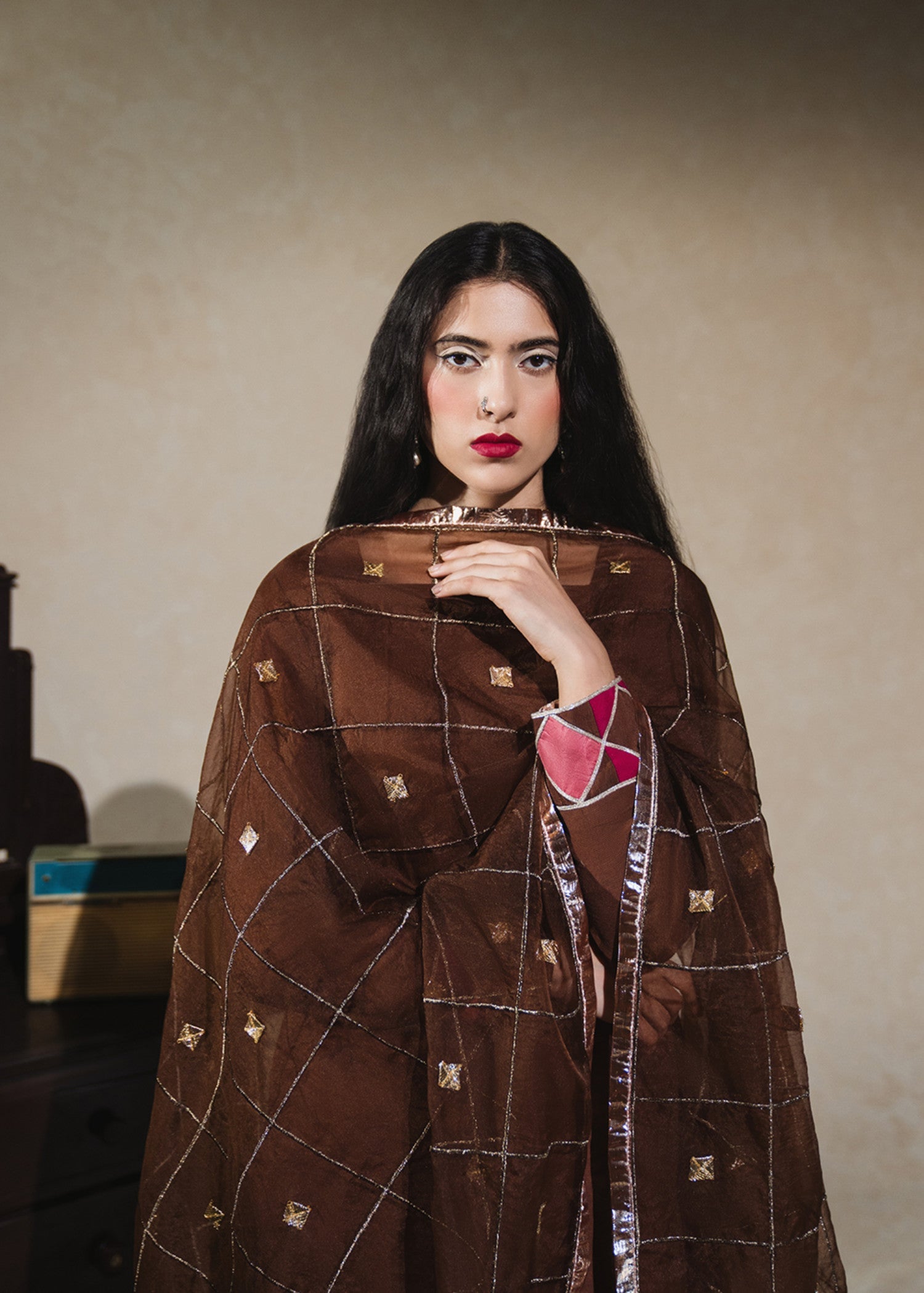 pk raw silk Kurta Set in Coffee brown