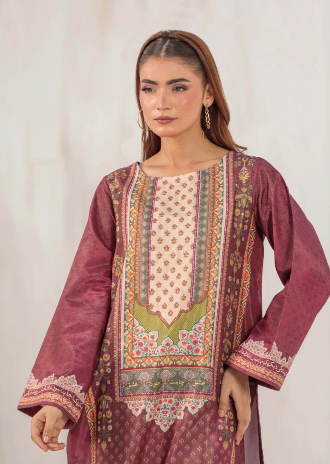viscose raw silk Kurta Set in Mauve