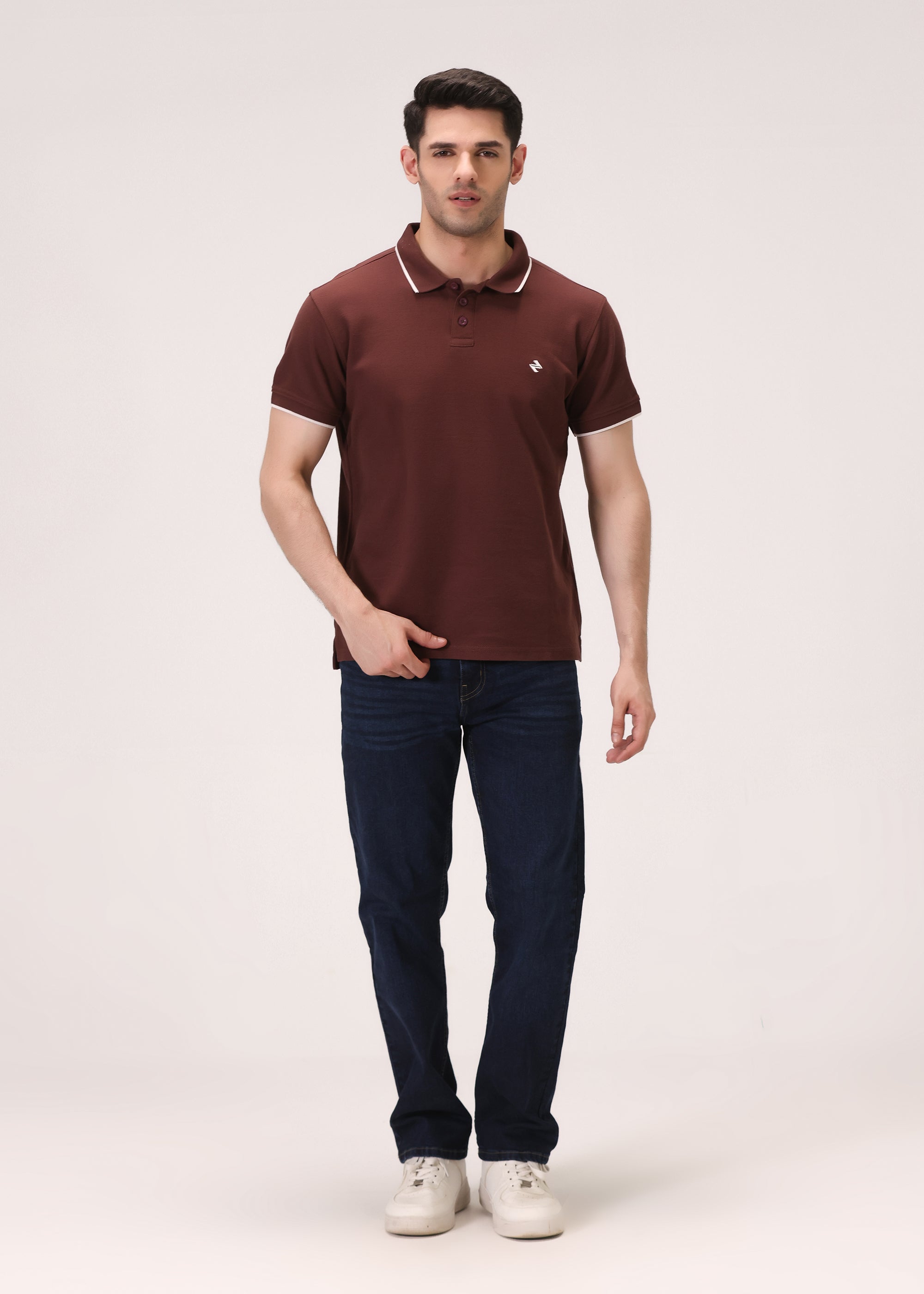 cambric cotton Polo Shirt in Brown