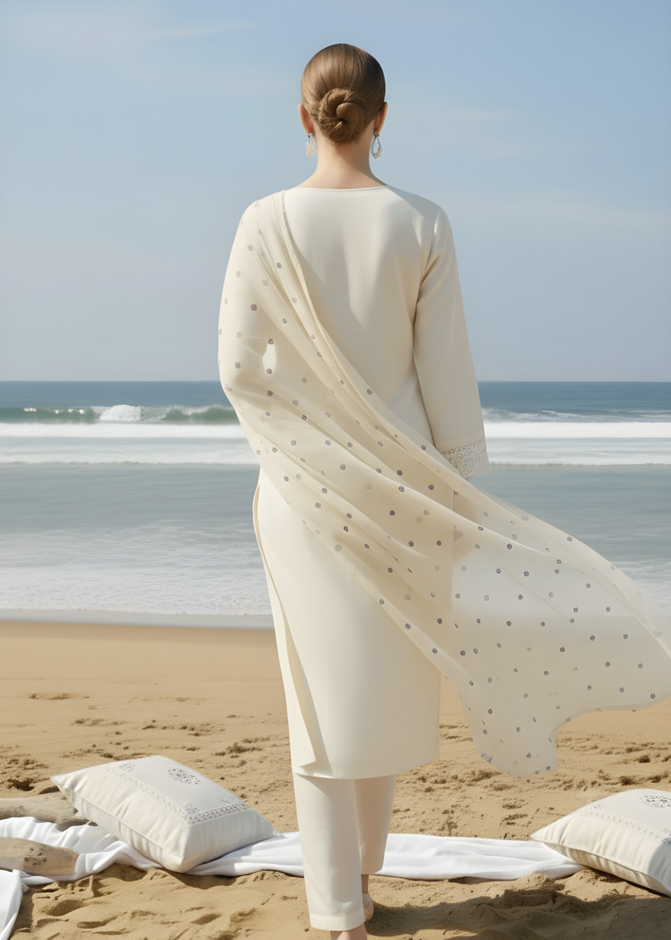 cotton net Kurta Set in Light yellow