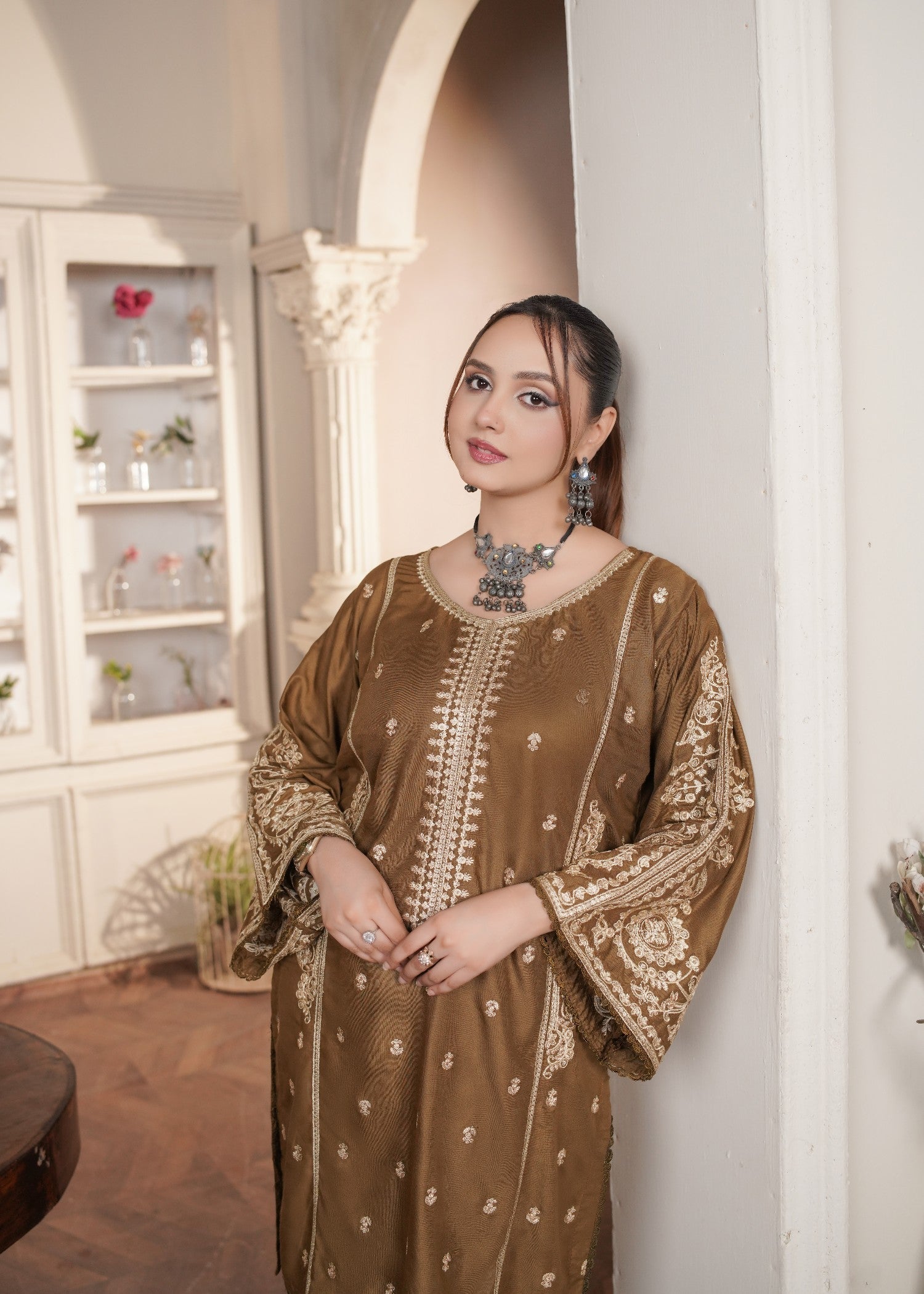 linen Kurta Set in Peanut