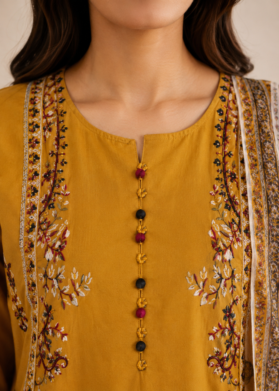 cotton Kurta Set in Amber, bright orange, goldfish orange