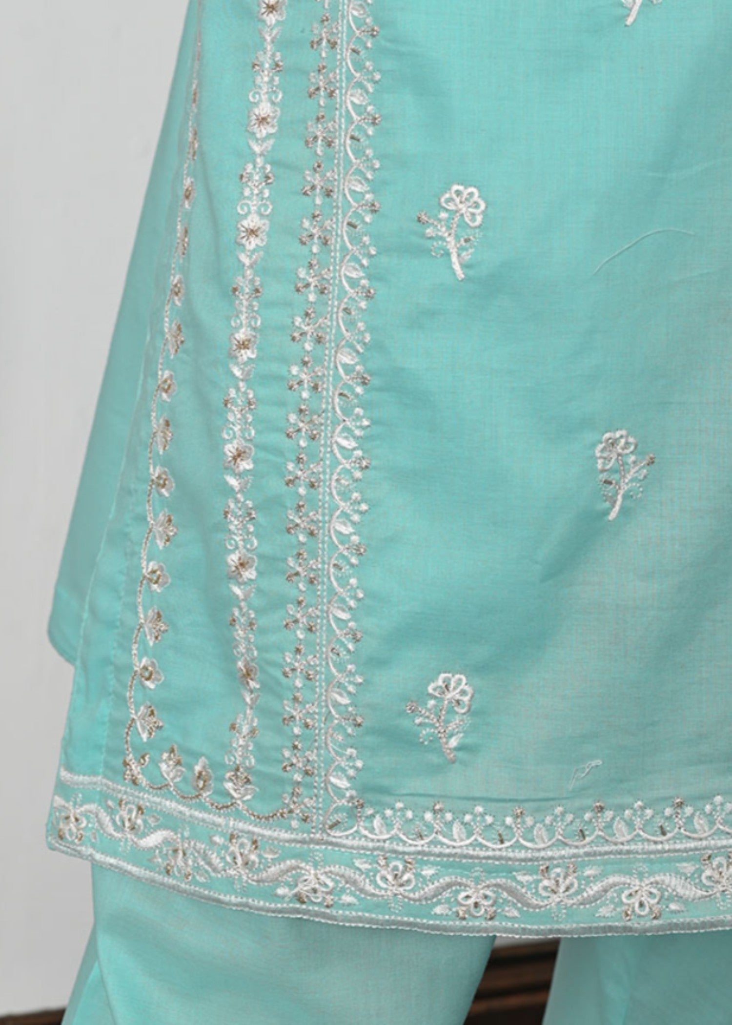 cotton Kurta Set in Aquamarine