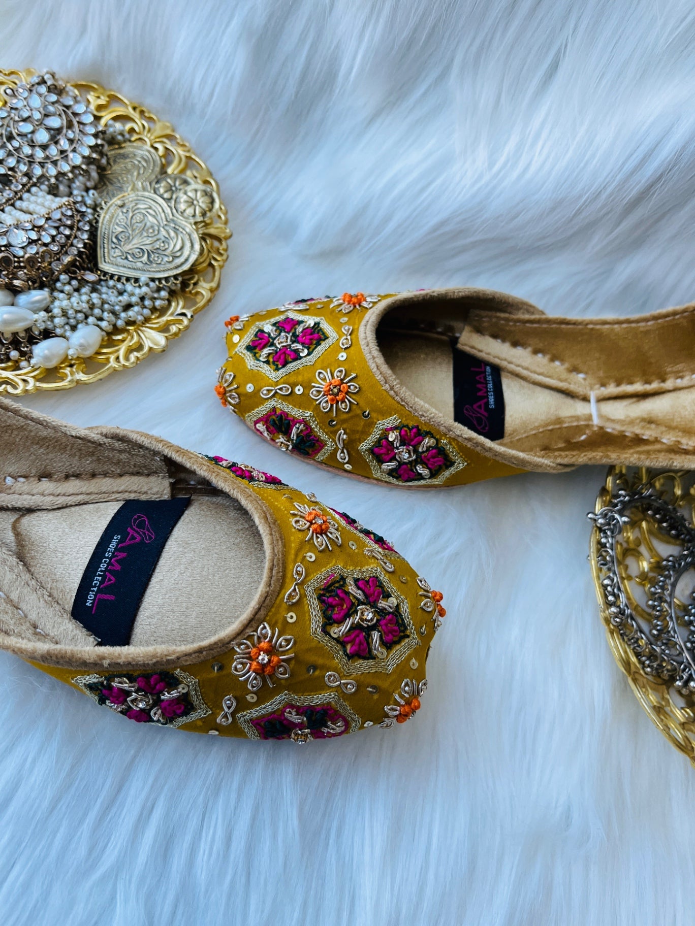 Khussa in Mustard by - High Quality Women Khussa EII2273