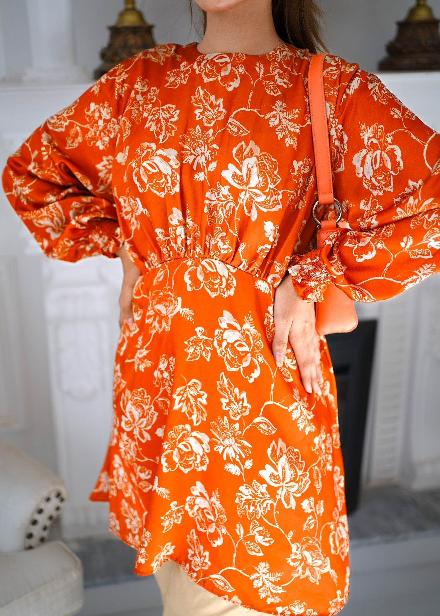 silk Tunic in Rust orange