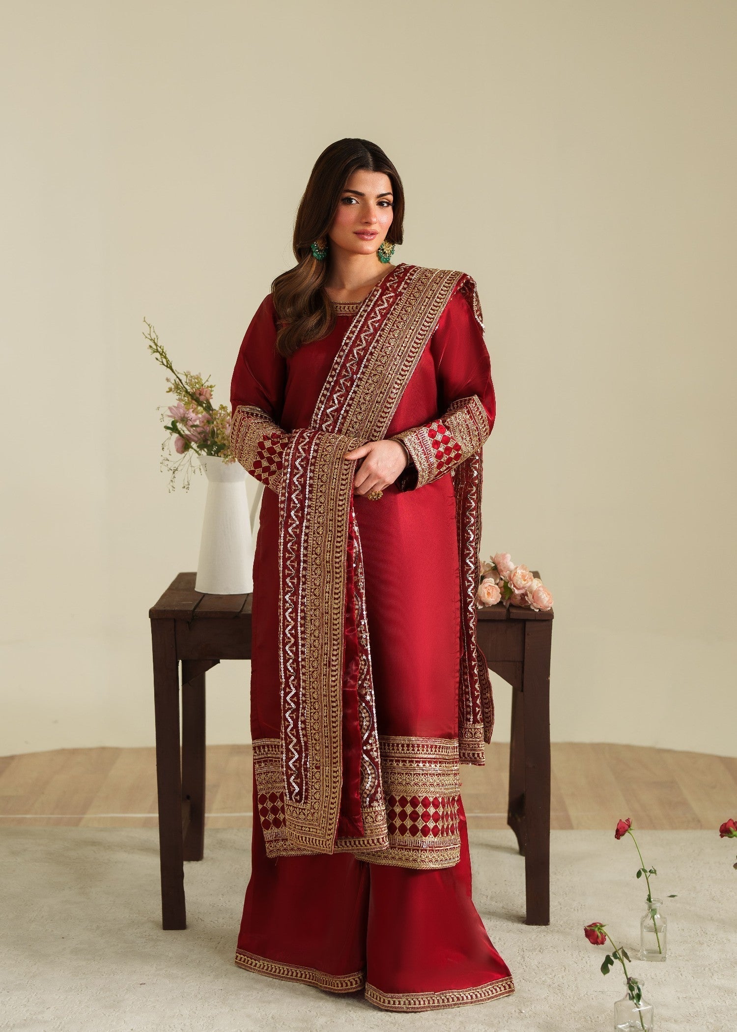 pk charmuse silk Kurta Set in Red