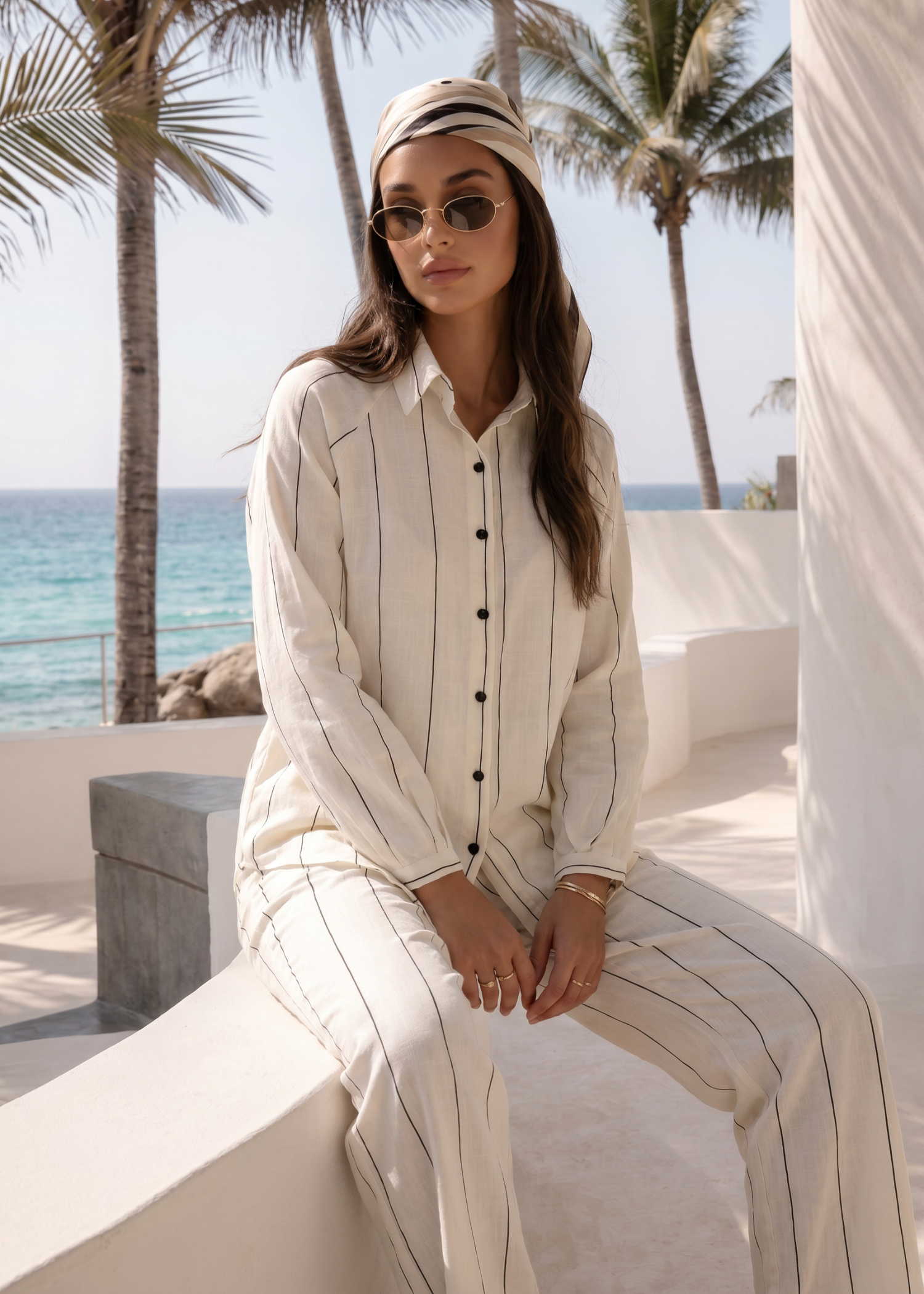 cross hetch Co Ord Sets in Off-white