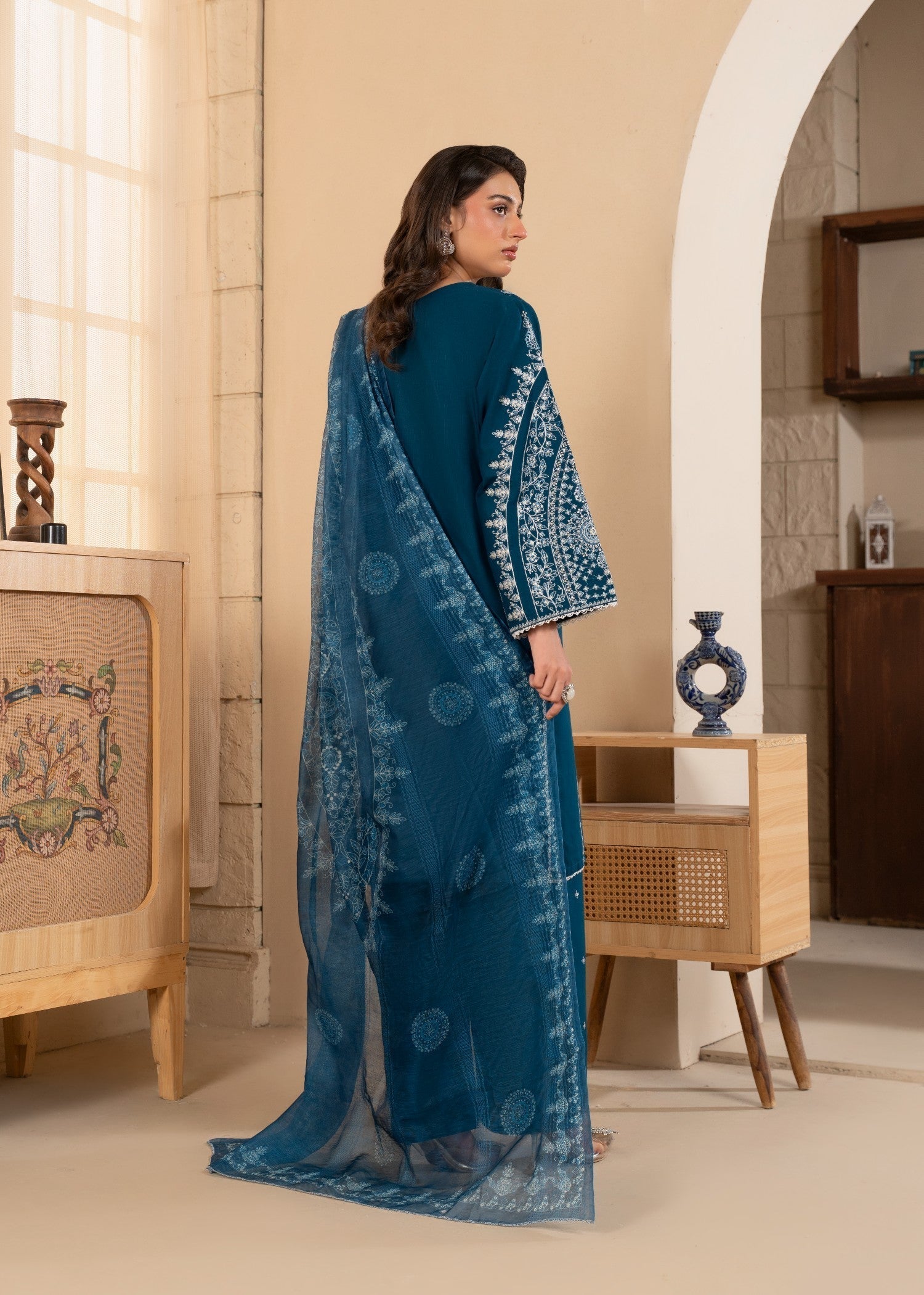 cotton Kurta Set in Cobalt blue
