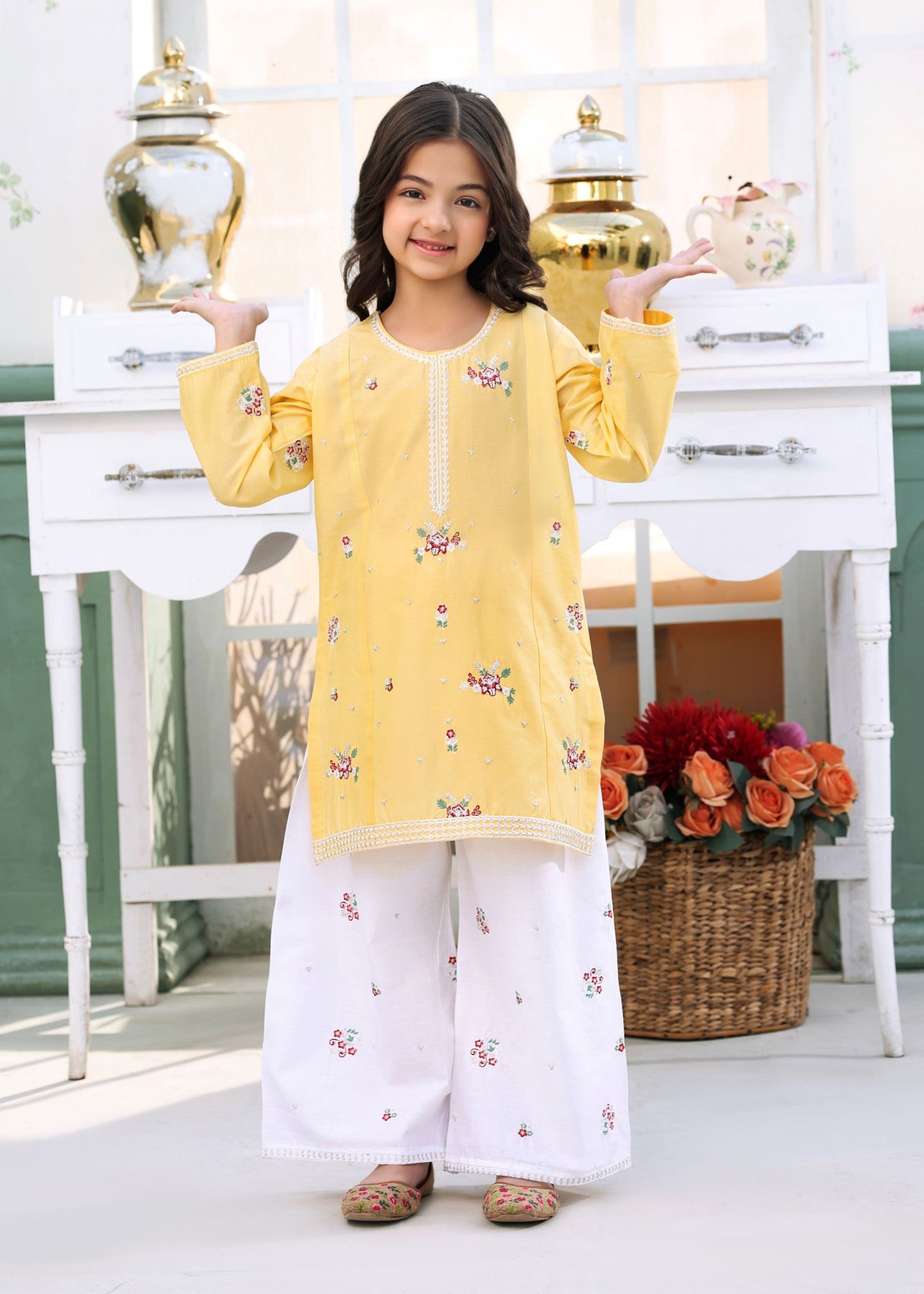 cotton Kurta Set in Lemon