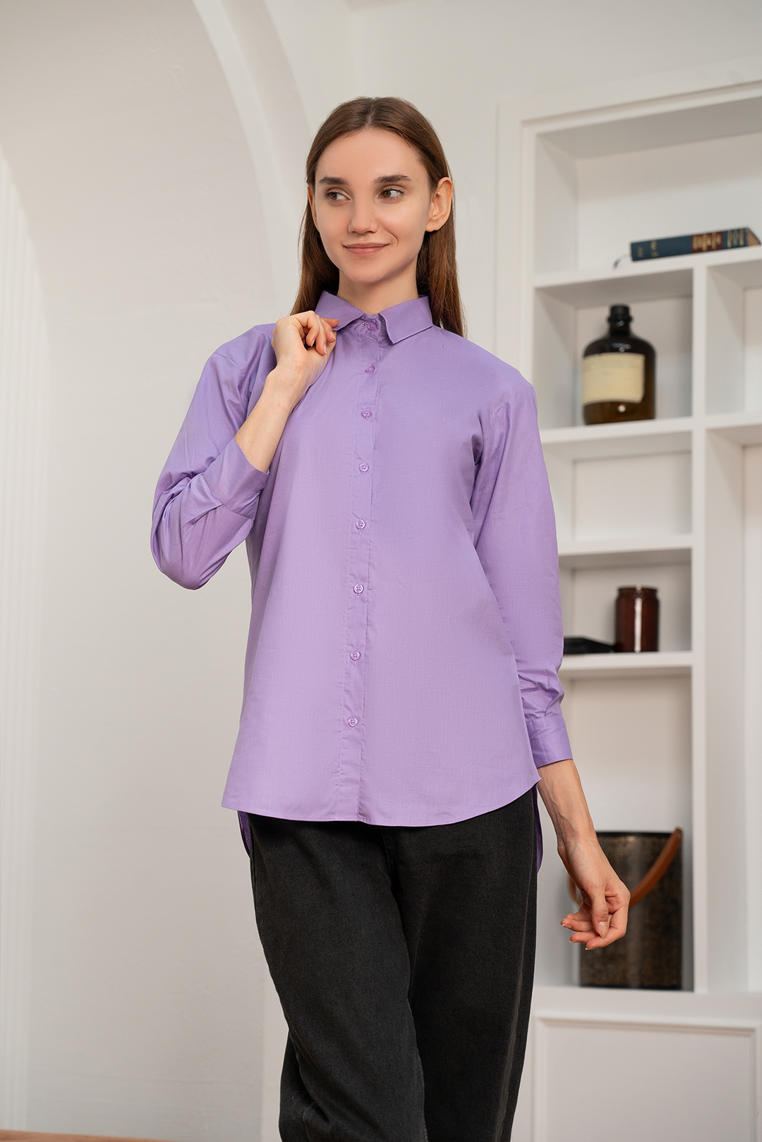cotton Formal Shirt in Purple