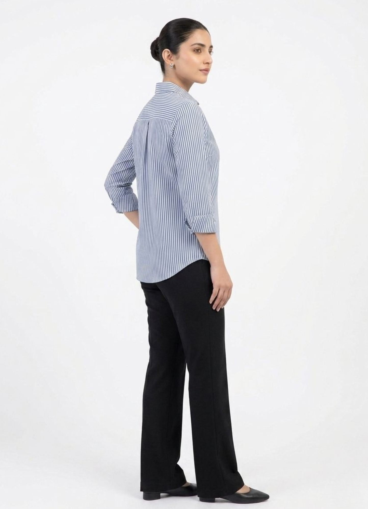 cotton silk Top in Blue, white