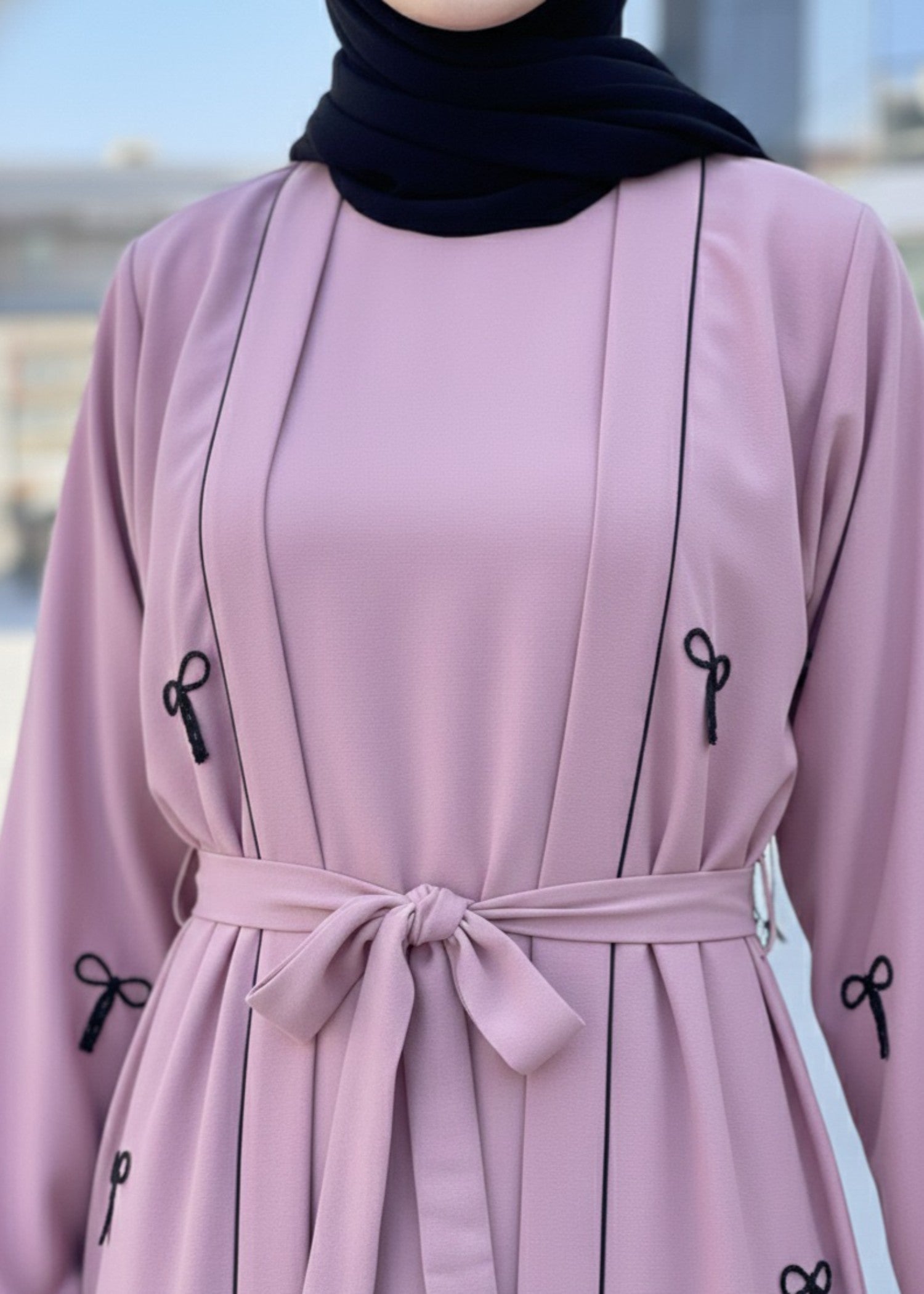 nidha Abaya in Tea rose pink